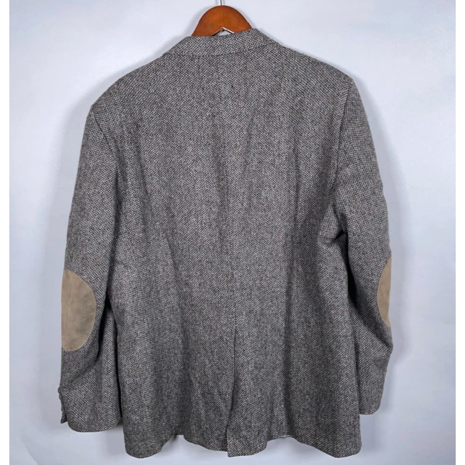 Stafford VINTAGE Stafford Men's Blazer 2 Button Tweed Wool Gray Long Elbow Patches Casual 46 Long Size 46R - 2 Thumbnail