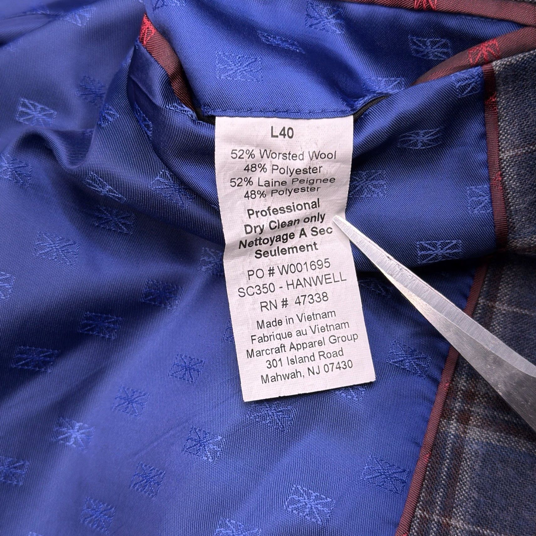 Ben Sherman Ben Sherman Sport Coat Blazer 40 Long Blue Plaid Wool Blend Mens Regular Jacket Single-Breasted Notch Lapel 1-Button Preppy Size 40R - 6 Thumbnail