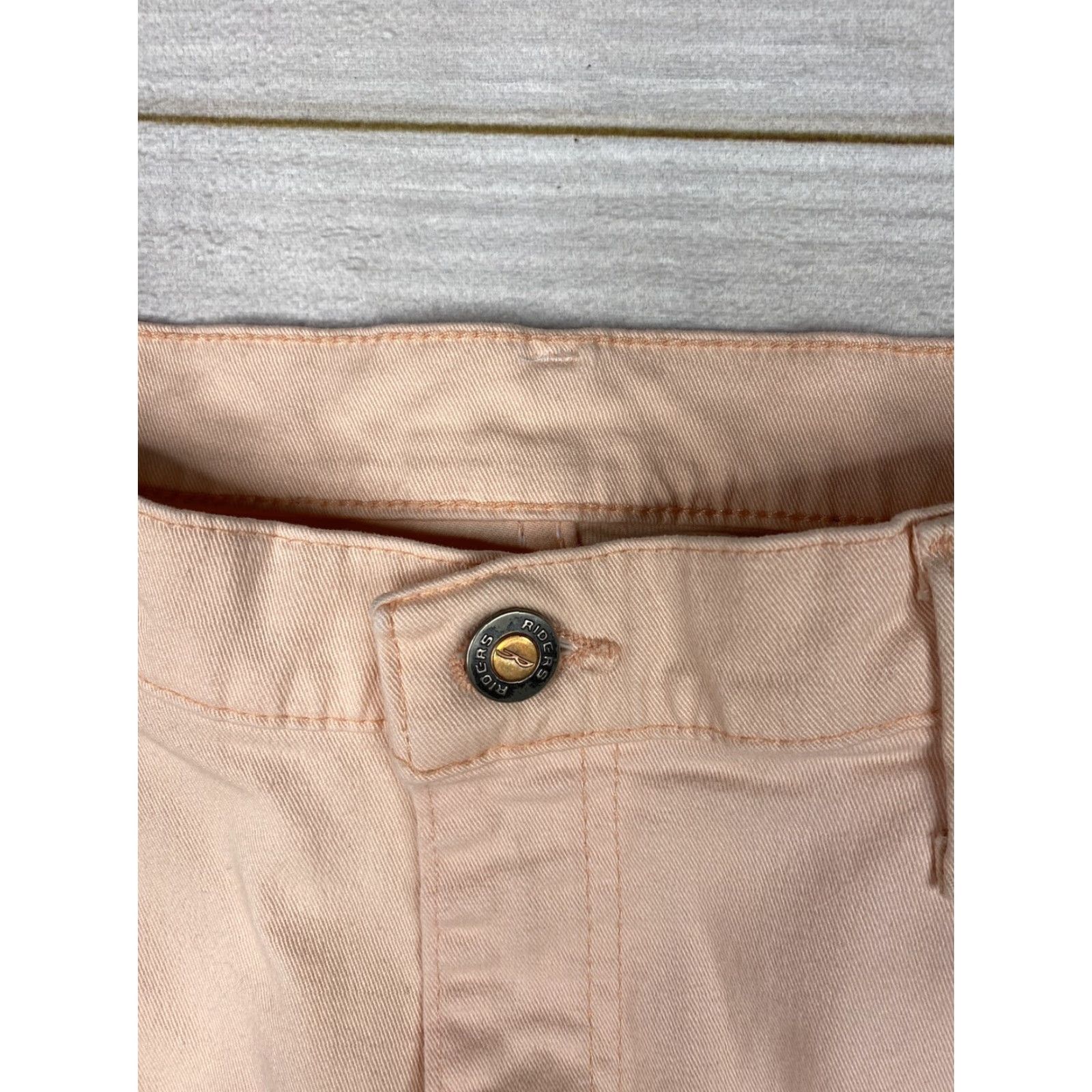 Vintage Riders by Lee Jeans Womens Sz 14 Peach Embroidered Straight Leg Stretch Denim Shirt? Size 36" / US 14 / IT 50 - 4 Thumbnail