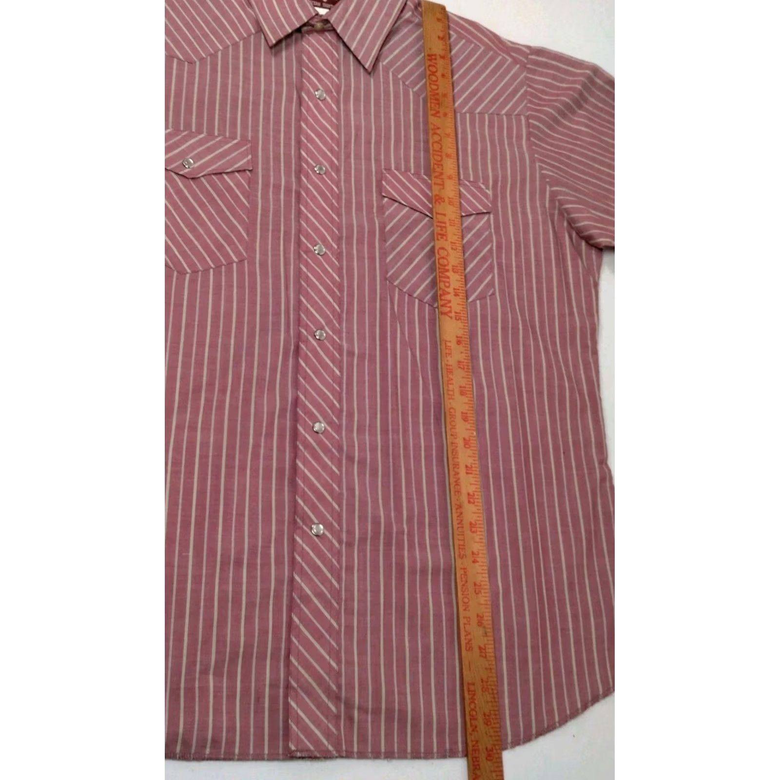 Wrangler Wrangler Western Shirt Maroon Beige Stripe Pearl Snap Ranch Size 16-16 1/2 Men Size US L / EU 52-54 / 3 - 6 Thumbnail