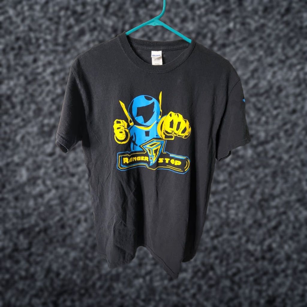 Vintage RARE Power Rangers T-Shirt Mens M Mighty Morphin Promo Ranger Stop Game Shirt Black Cotton Size US M / EU 48-50 / 2 - 1 Thumbnail