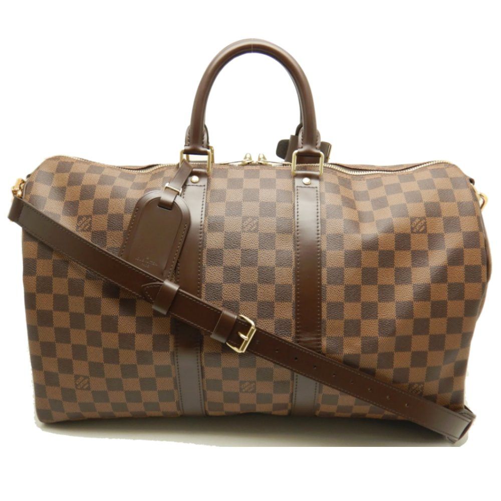 Louis Vuitton Damier Keepall Bandouliere 45 Ebene Boston Bag Brown