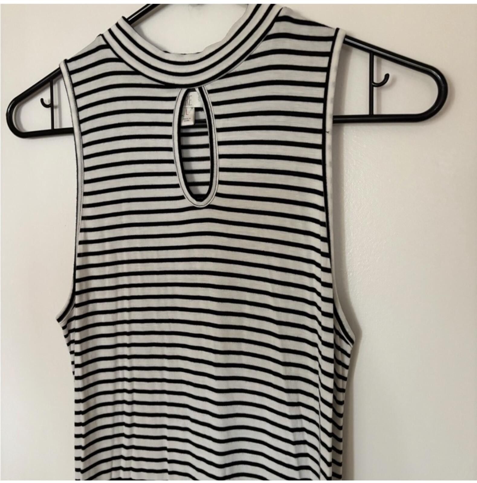 Other (LOVE, FIRE) Striped Black and White Sleeveless Maxi Dress Size L / US 10 / IT 46 - 5 Thumbnail