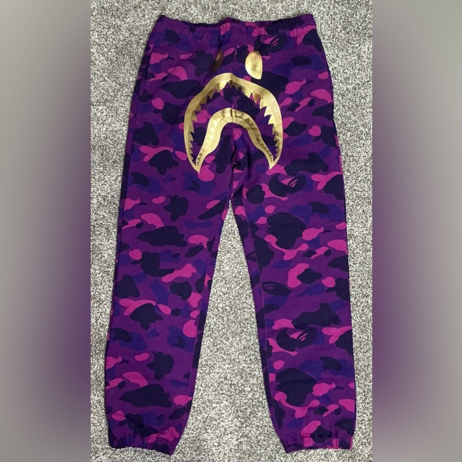 Bape Bape Purple Color Camo Shark Sweat Pants Men’s Med New Size US 34 / EU 50 - 2 Thumbnail