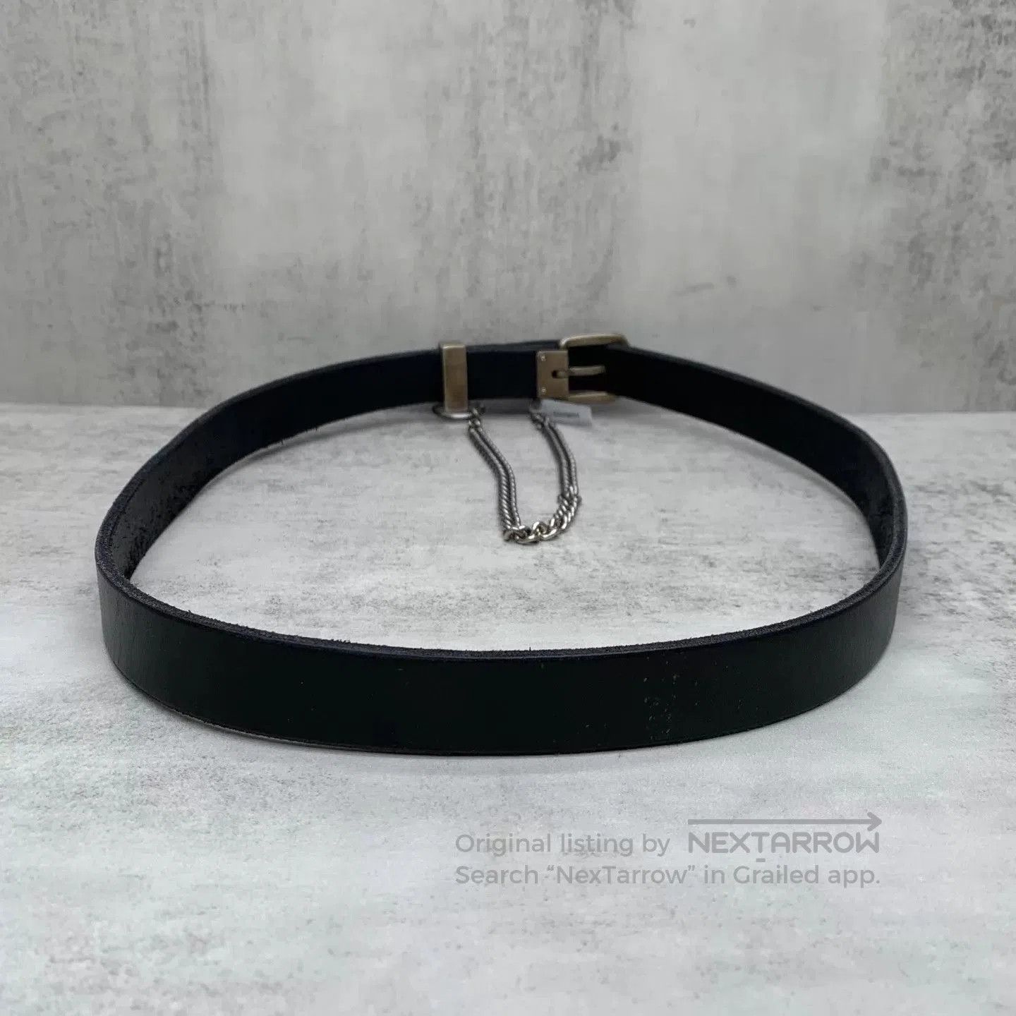 Enfants Riches Deprimes Black Leather Belt with Decorative Buckle and Chain. Size ONE SIZE - 3 Thumbnail