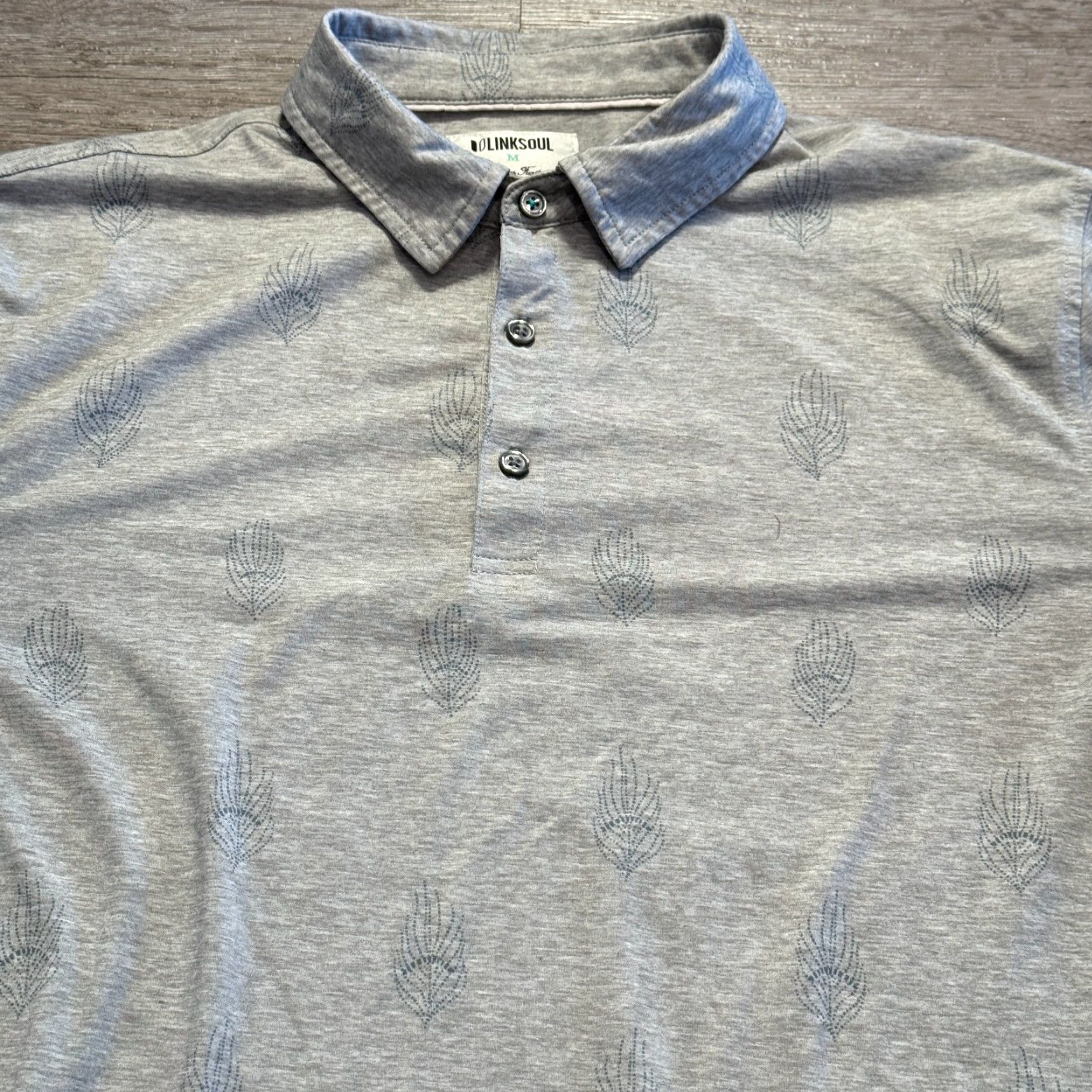 Vintage Linksoul Polo Shirt Mens M Gray Floral All Over Print Performance Golf Shirt Size US M / EU 48-50 / 2 - 2 Thumbnail