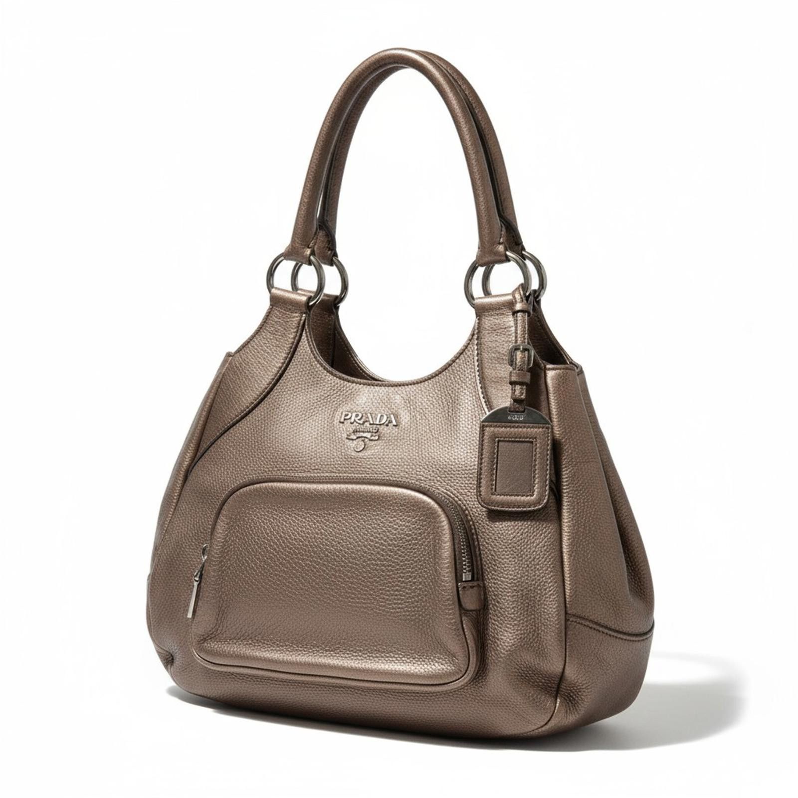 Prada Prada - Brown Leather Handbag Front Pocket Size ONE SIZE - 1 Thumbnail