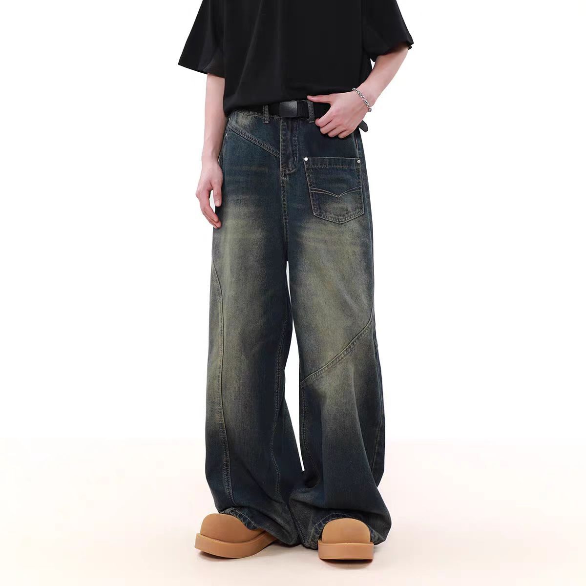 Japanese Brand × Jean Vintage washed asymmetric design straight leg jeans Size US 34 / EU 50 - 3 Thumbnail