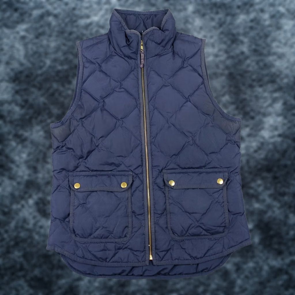 J.Crew J.CREW Vest Womens Small Blue Quilted Down Puffer Zip Pockets Collared Feathers Shirt Vest Size S / US 4 / IT 40 - 1 Thumbnail