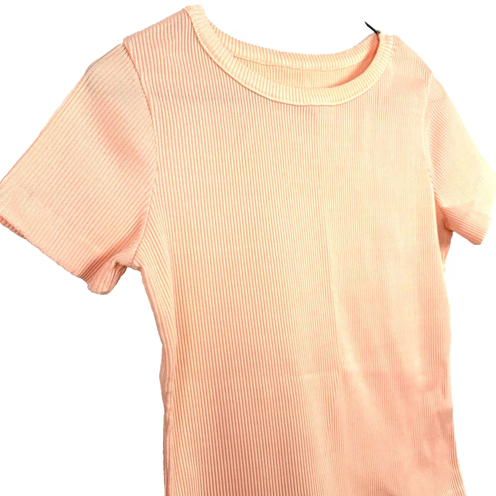 Vintage VINTAGE 70s T-Shirt Orange Peach Polyester Ribbed Short Sleeve Crew Neck Womens Small Medium Tee Shirt Unbranded Unisex Adults 100% Polyester 70s Size S / US 4 / IT 40 - 2 Thumbnail
