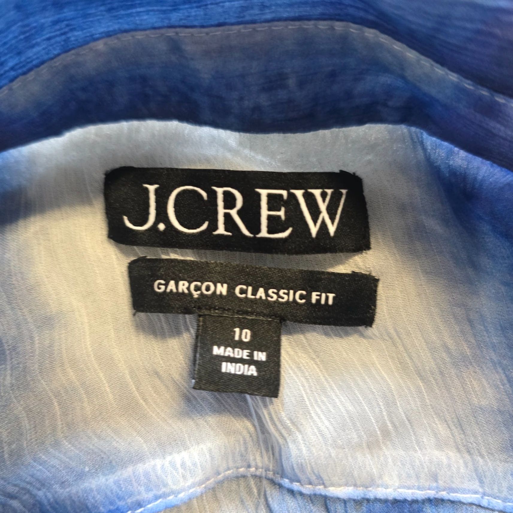 J.Crew J.CREW Blouse Shirt Womens Size 10 Tall Blue Plaid Sheer Garcon Classic Fit Button Casual Size L / US 10 / IT 46 - 4 Thumbnail