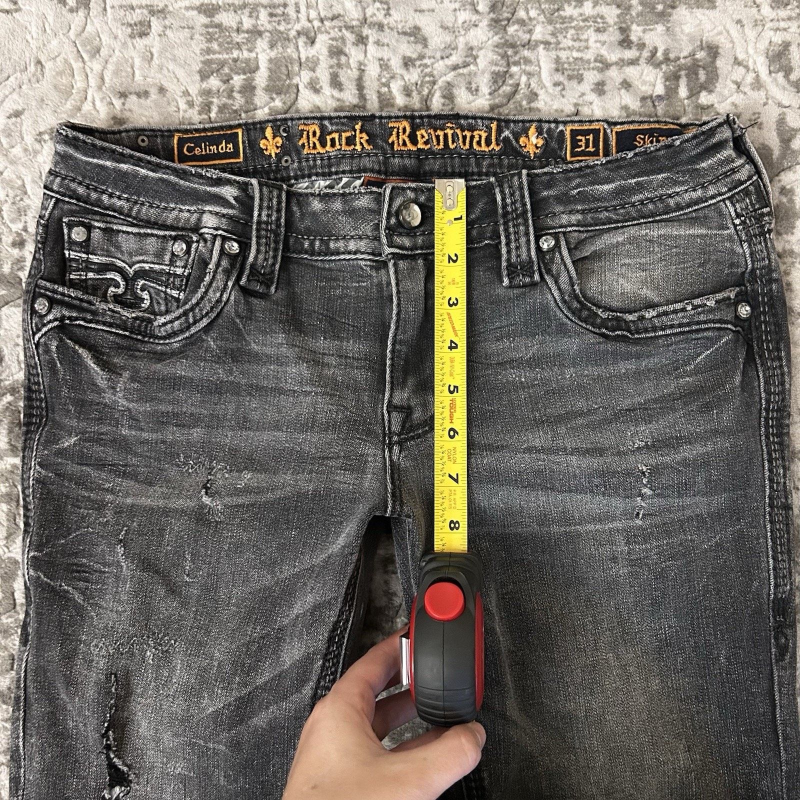 Rock Revival Rock Revival Celinda Skinny Low Rise Black Denim Sz 31 Size 31" - 15 Thumbnail