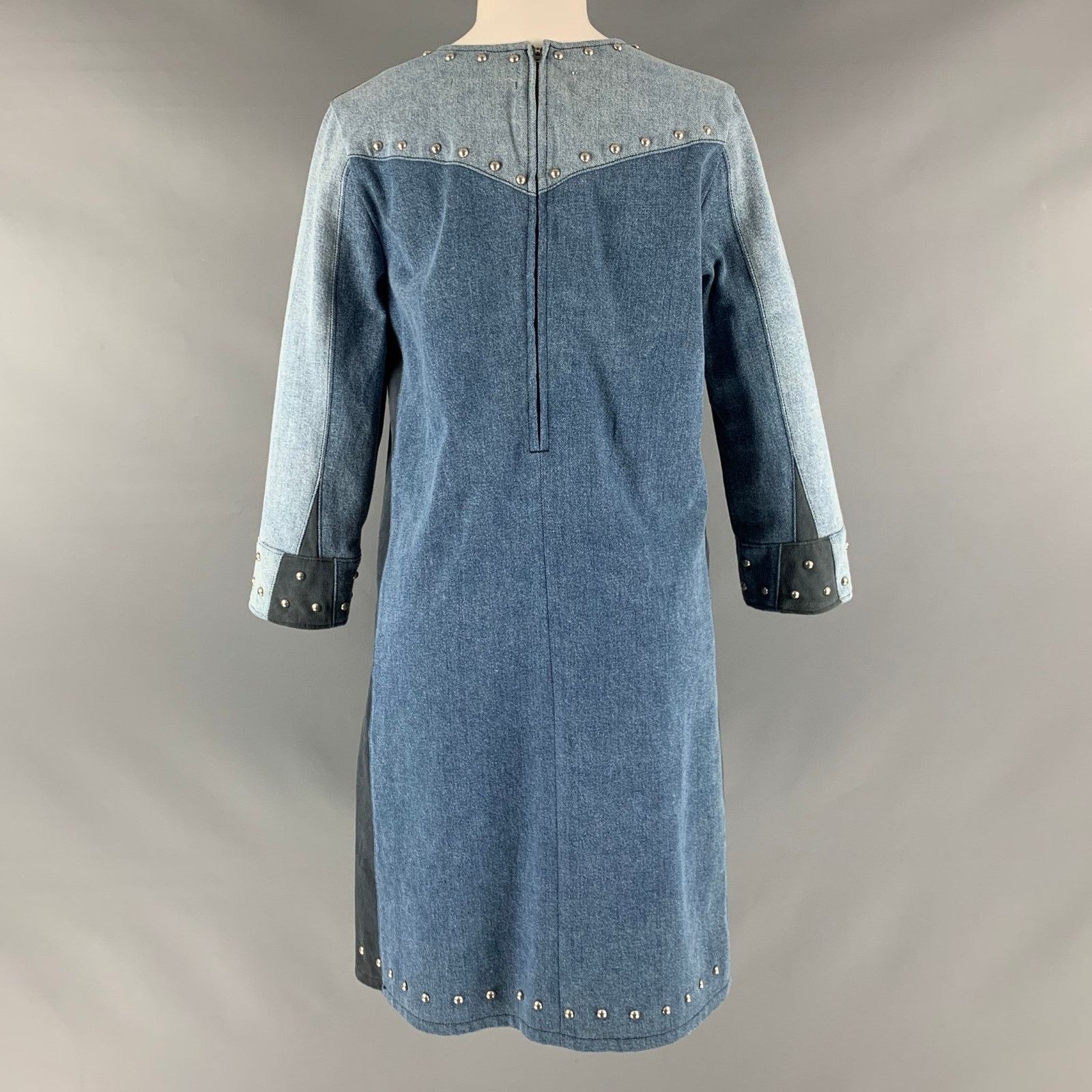 Other M.I.H JEANS Size S Blue Grey Cotton Studded V-Neck Dress Size S / US 4 / IT 40 - 4 Thumbnail