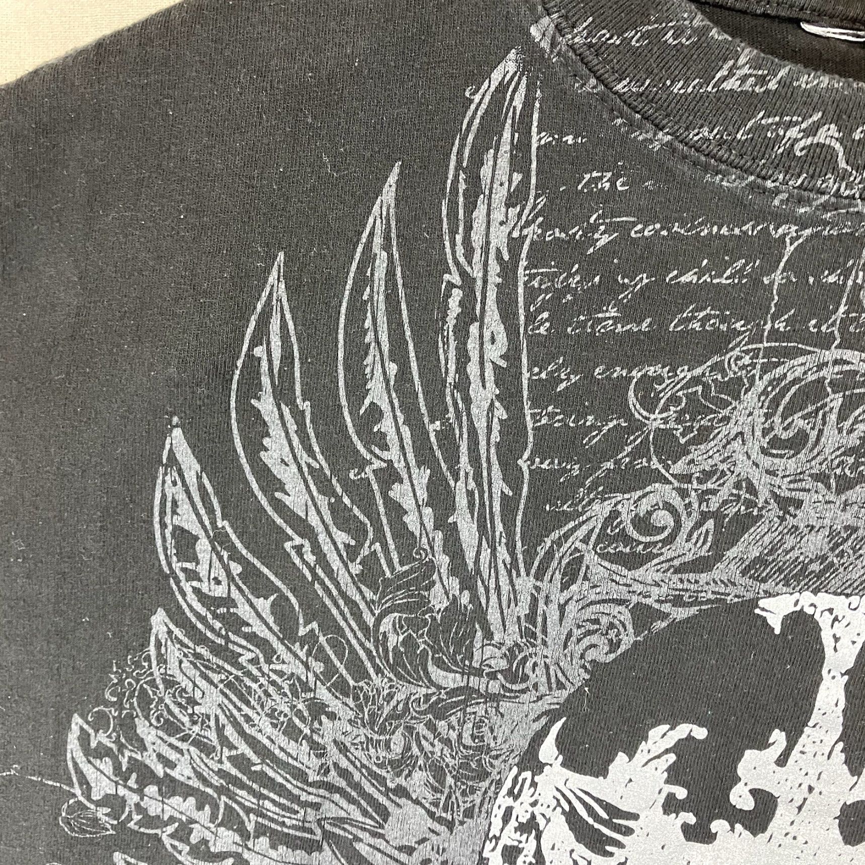 Vintage VINTAGE Hard 10 T-Shirt Mens 2XL Black Cotton Graphic Print Skull Wings UFC Fight Biker Warrior Front Mock Neck Short Sleeve Regular Fit Size US XXL / EU 58 / 5 - 7 Thumbnail