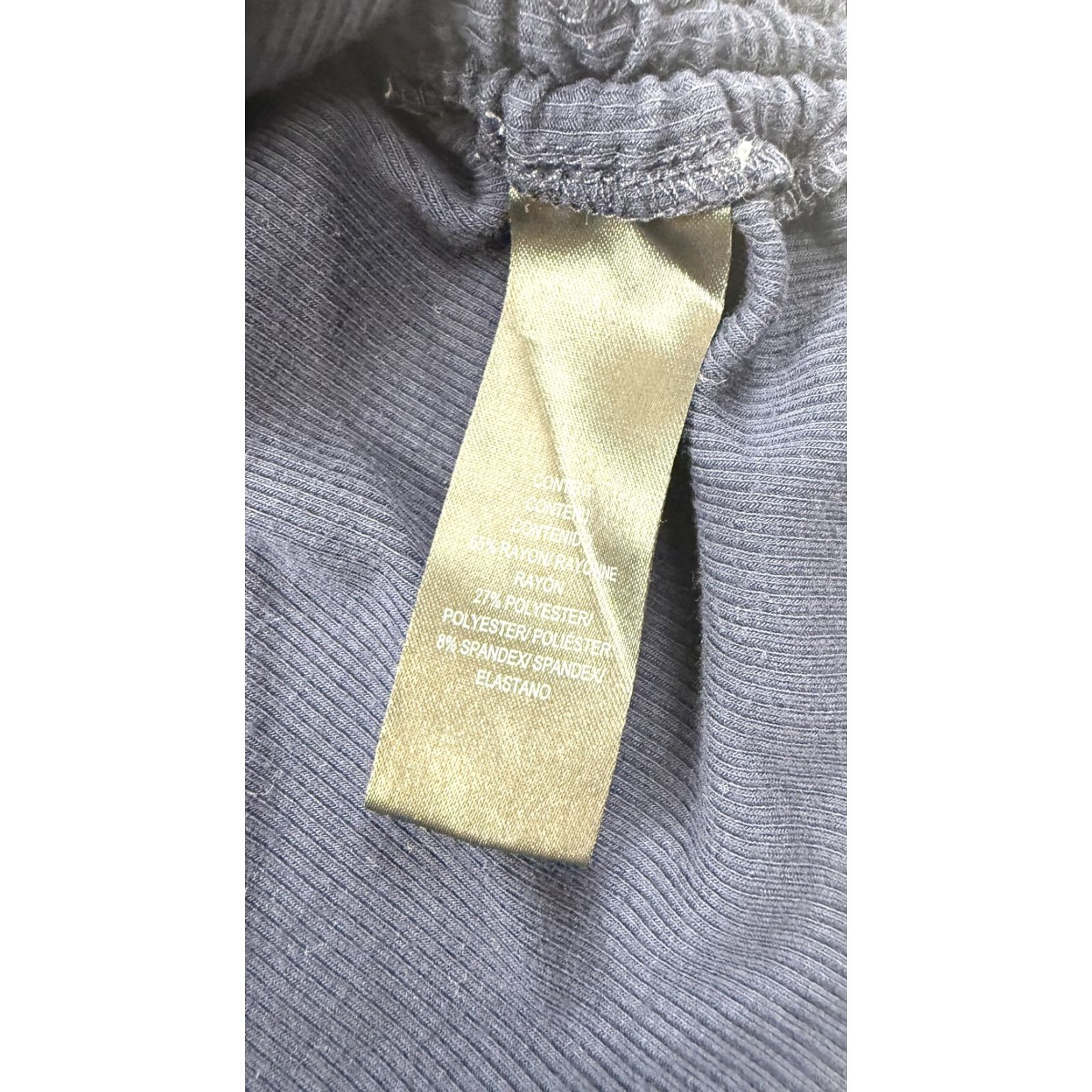 Vintage WAYF Shirt Womens Large Navy Blue Ruched Drawstring Side Ribbed Stretch Tee Top Size L / US 10 / IT 46 - 5 Thumbnail