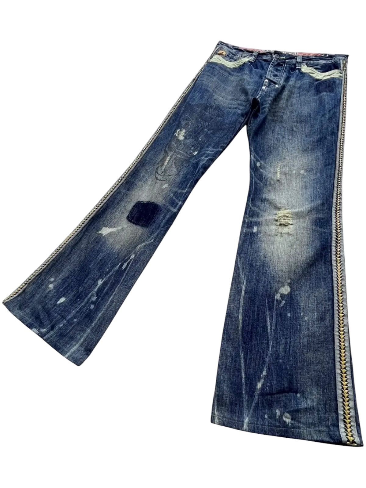 Parasuco PUNK FLARE🔥PARASUCO DENIM LEGEND Distressed Tribal Jeans💥 Size US 33 - 11 Thumbnail