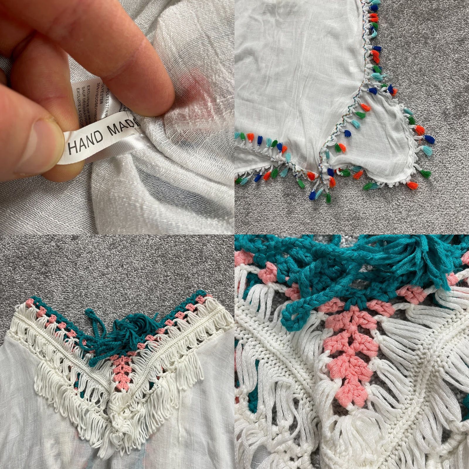 Vintage VINTAGE Exist Cover Up Shirt Womens One Size White Tasseled Peasant Tank Size ONE SIZE - 8 Thumbnail