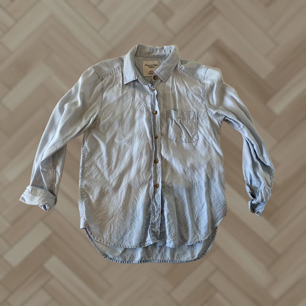 American Eagle Outfitters American Eagle Outfitters Button-Up Top Shirt XS Womens Blue Long Sleeve Size XS / US 0-2 / IT 36-38 - 1 Thumbnail