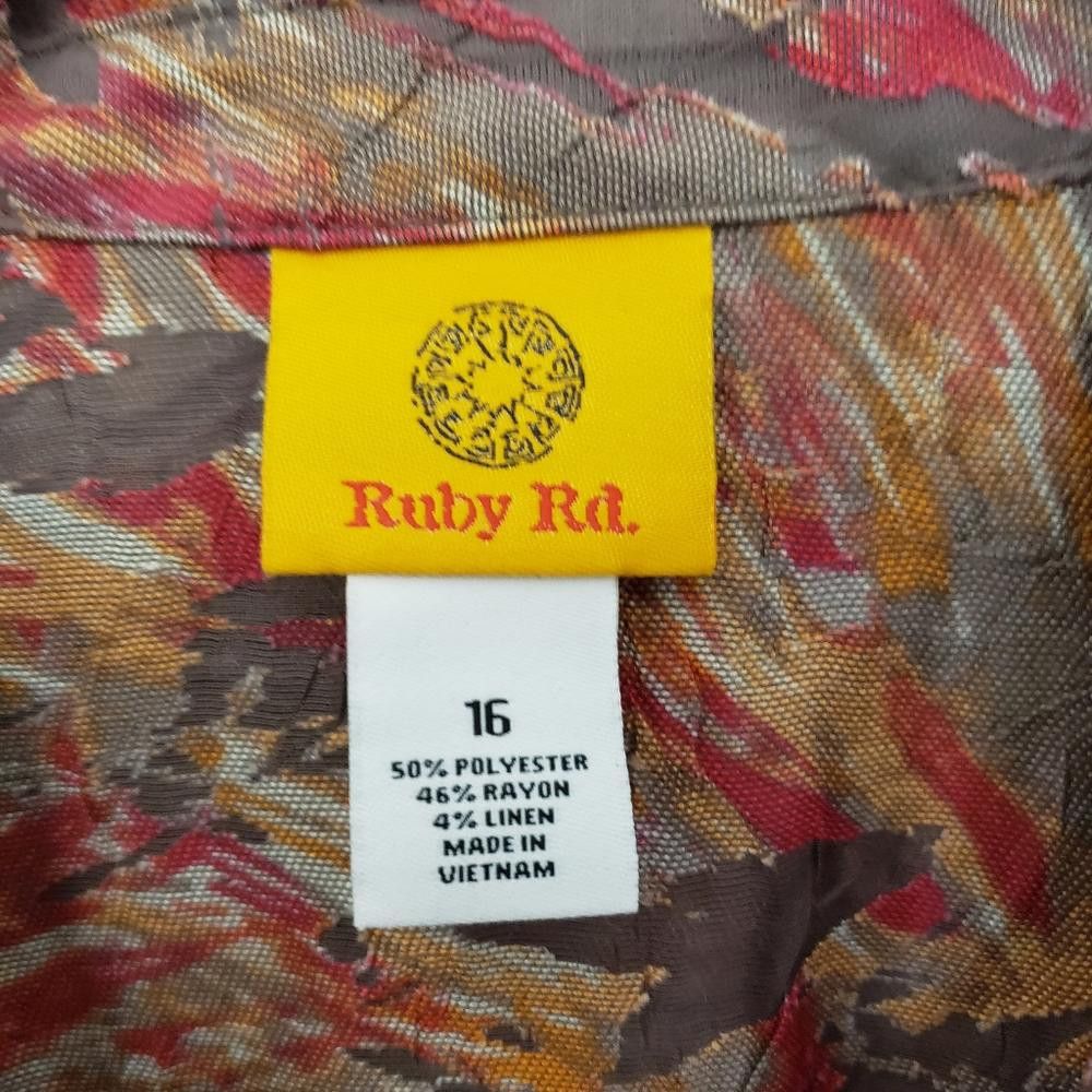 Designer CT194a Ruby Rd. Zip Front Multi Color Sheer Shirt 16 Size XXL / US 16-18 / IT 52-54 - 7 Thumbnail