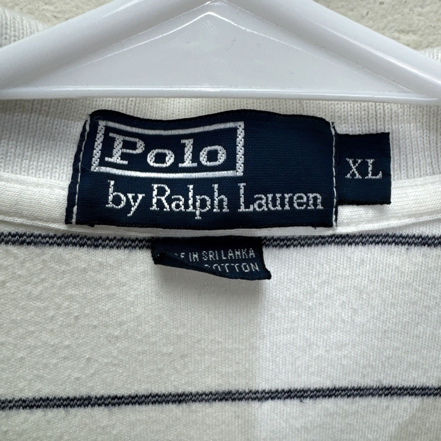 Polo Ralph Lauren Vintage Polo Ralph Lauren Men’s XL White Blue Stripe Polo Shirt Casual Workwear Summer Short Sleeve Size US XL / EU 56 / 4 - 2 Thumbnail