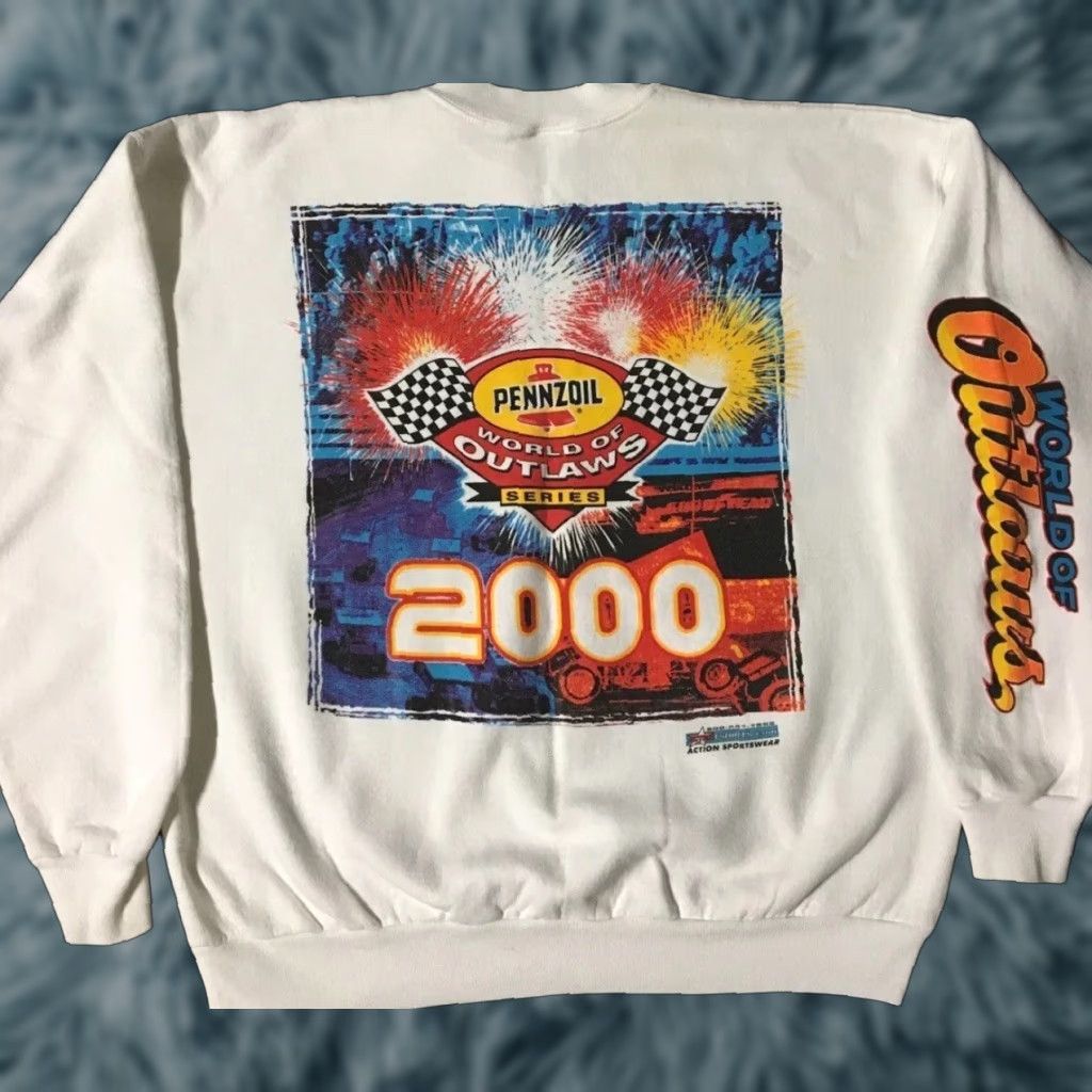 Vintage Vtg World Of Outlaws Race AOP Sweatshirt S NASCAR Car Snake Flame Grunge 90s Y2K Size US S / EU 44-46 / 1 - 1 Thumbnail