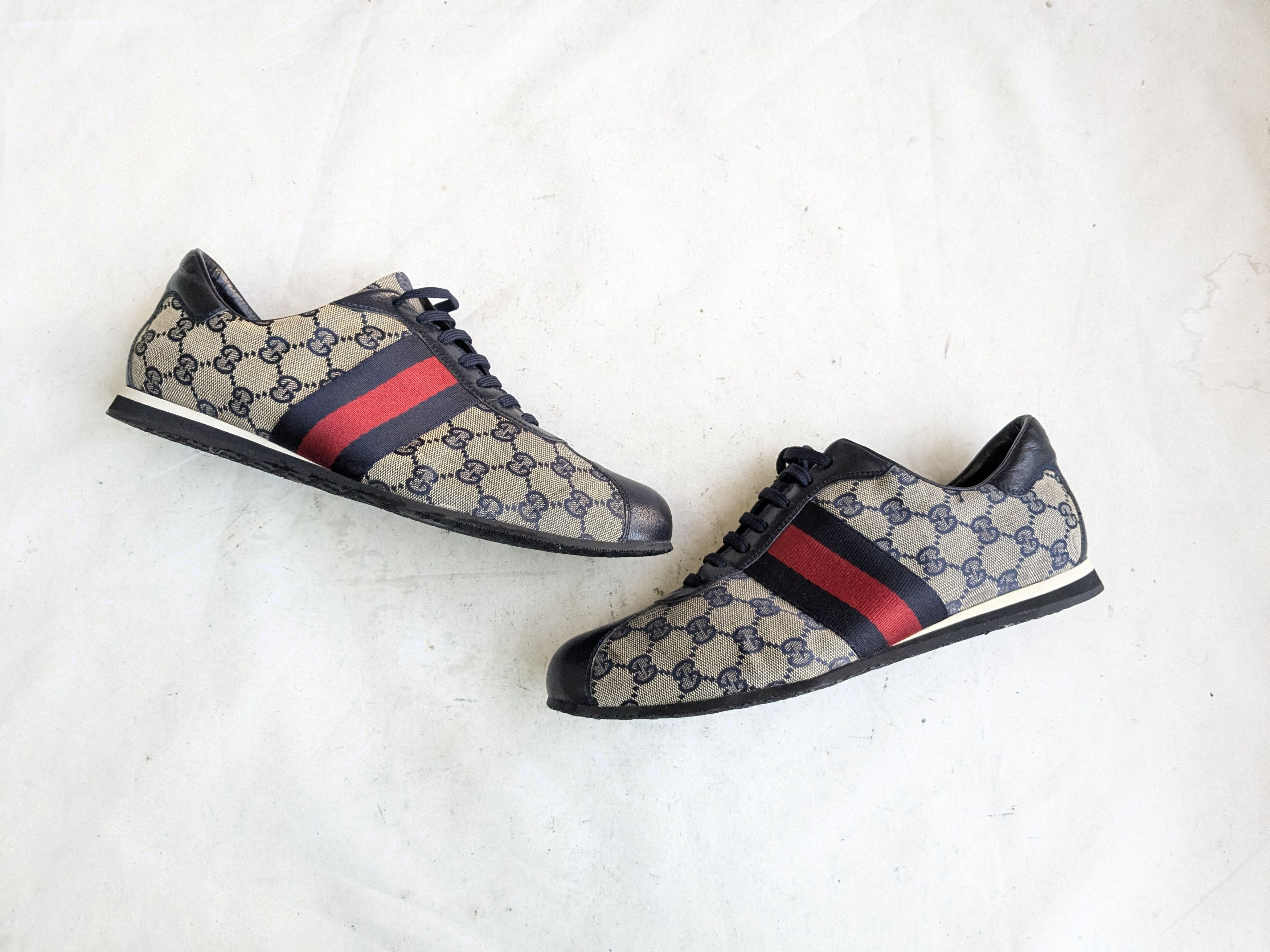 Gucci Monogram Sneakers 10 Canvas GG Navy Blue