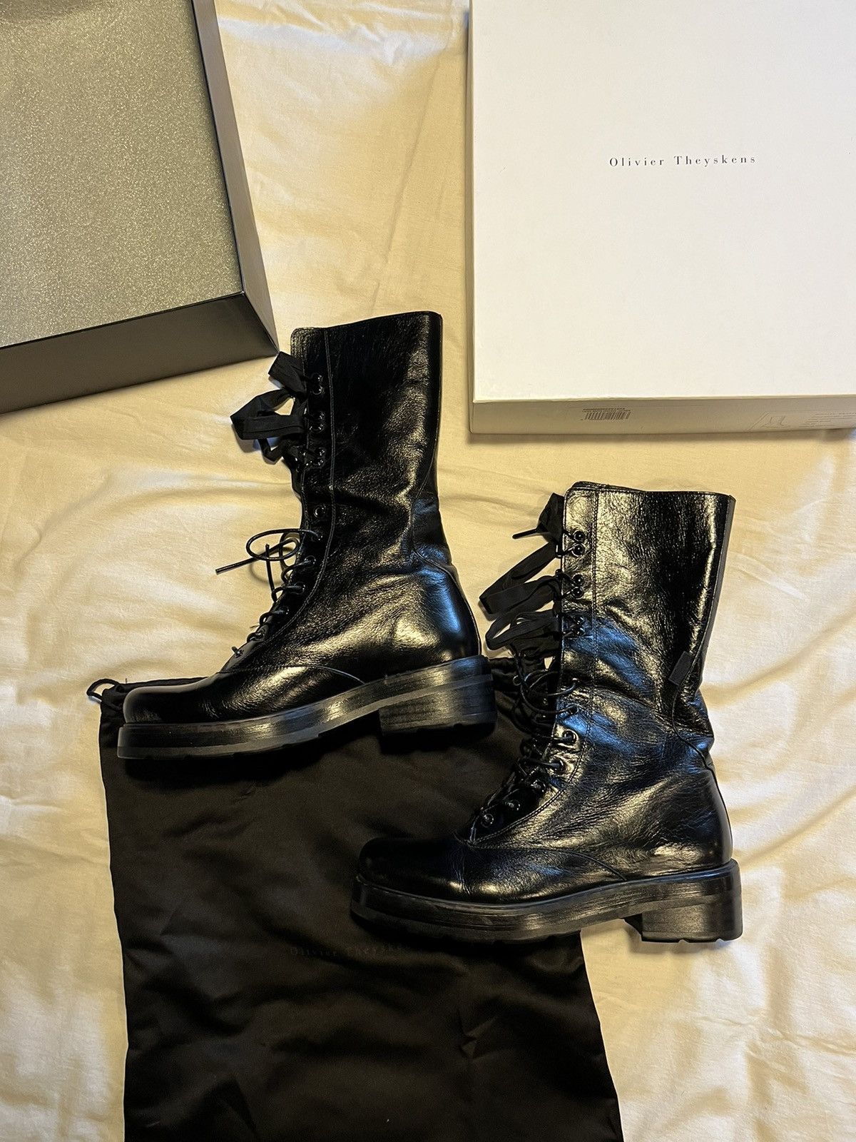 Olivier Theyskens Olivier Theyskens leather combat boots. Size US 10 / IT 40 - 1 Thumbnail