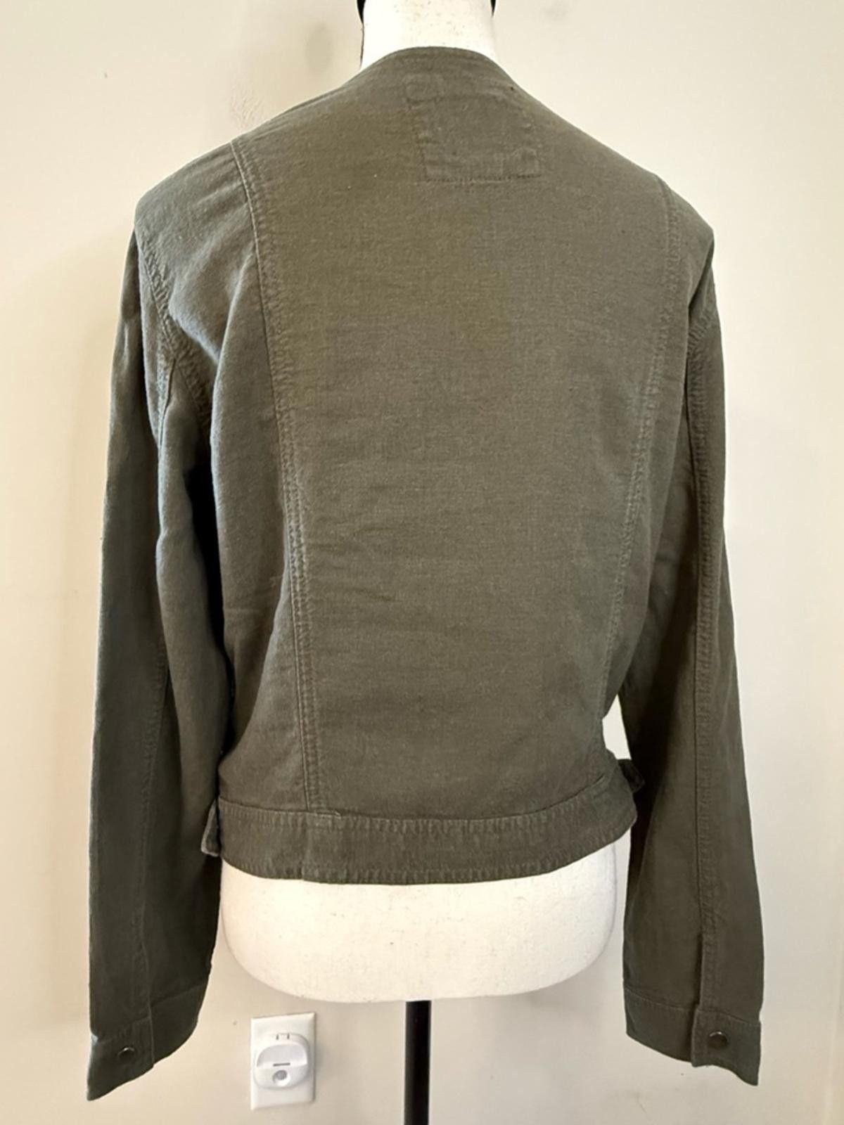 Gap Gap army green linen viscose lightweight moto jacket SZ SM Size S / US 4 / IT 40 - 4 Thumbnail