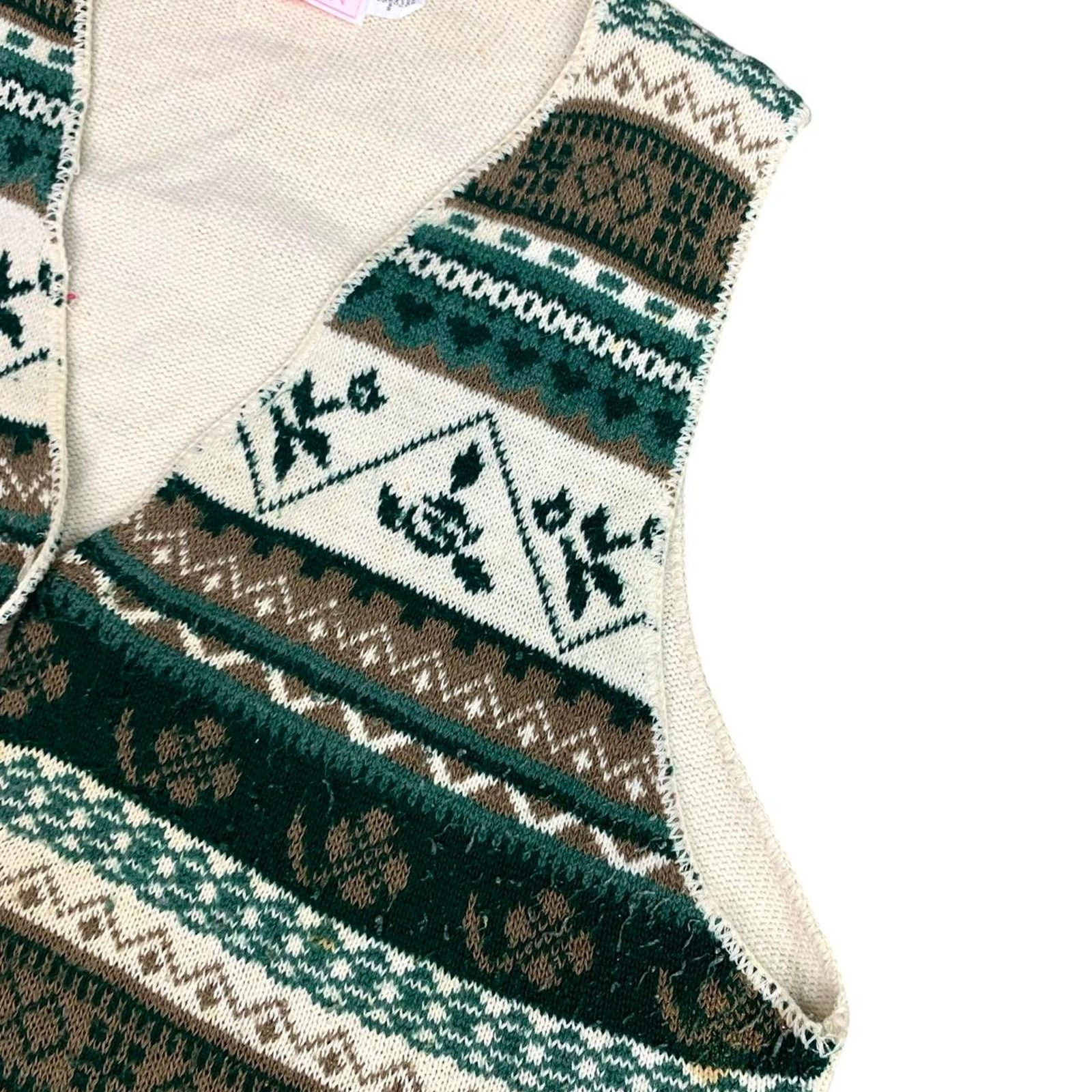 Vintage Vintage 90s Coquette Knit Cardigan Sweater vest Size XL / US 12-14 / IT 48-50 - 2 Thumbnail