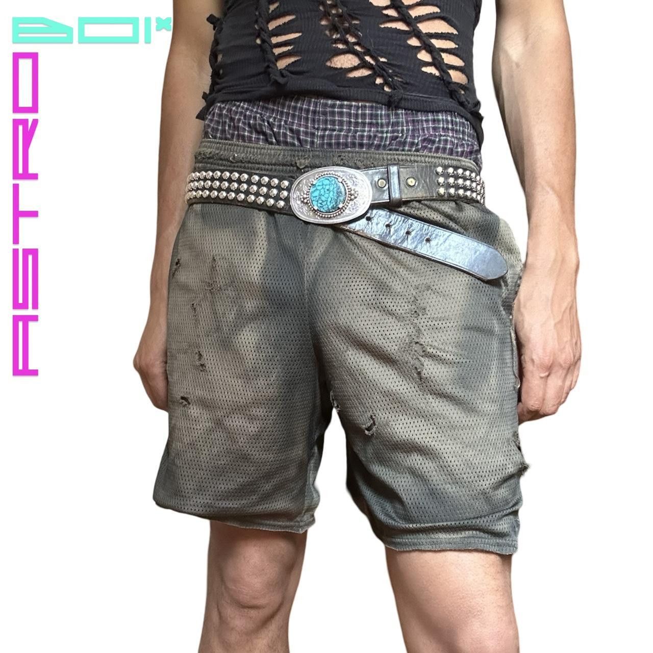 Champion ASTROBOI* CHAMPION GREEN MESH DISTRESSED SHORTS _ MEDIUM Size US 30 / EU 46 - 1 Thumbnail