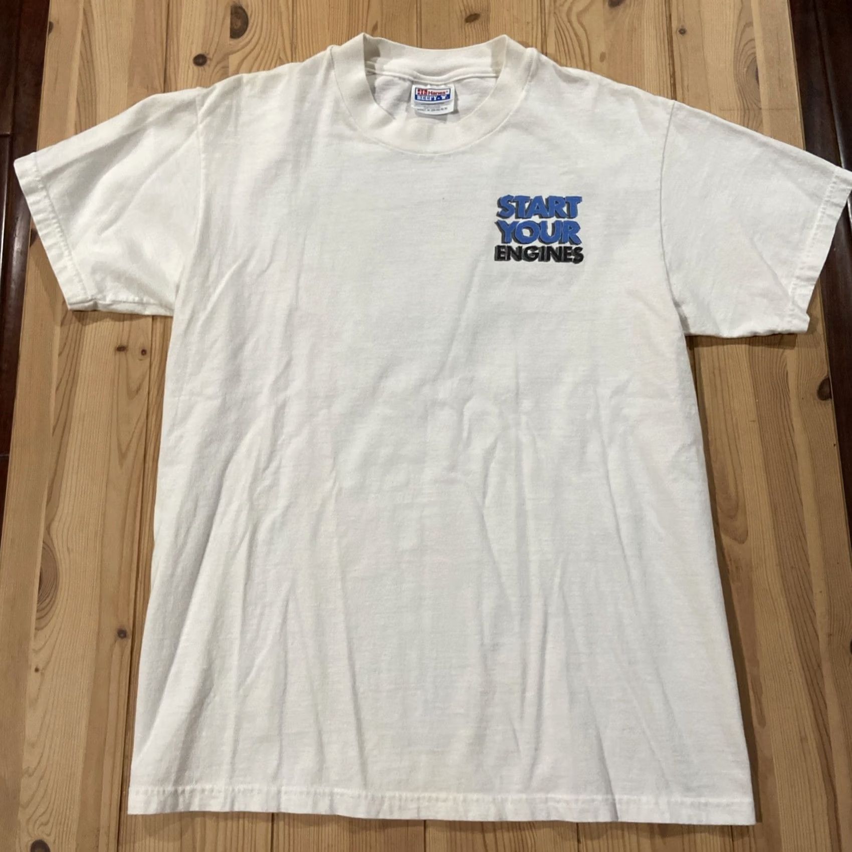 Gildan VINTAGE Gildan Shirt Mens M VTG Long Beach Grand Prix 1999 Racing Toyota Start Your Engines White Short Sleeve Crew Neck T-Shirt Cotton Regular Mens Size US M / EU 48-50 / 2 - 4 Thumbnail