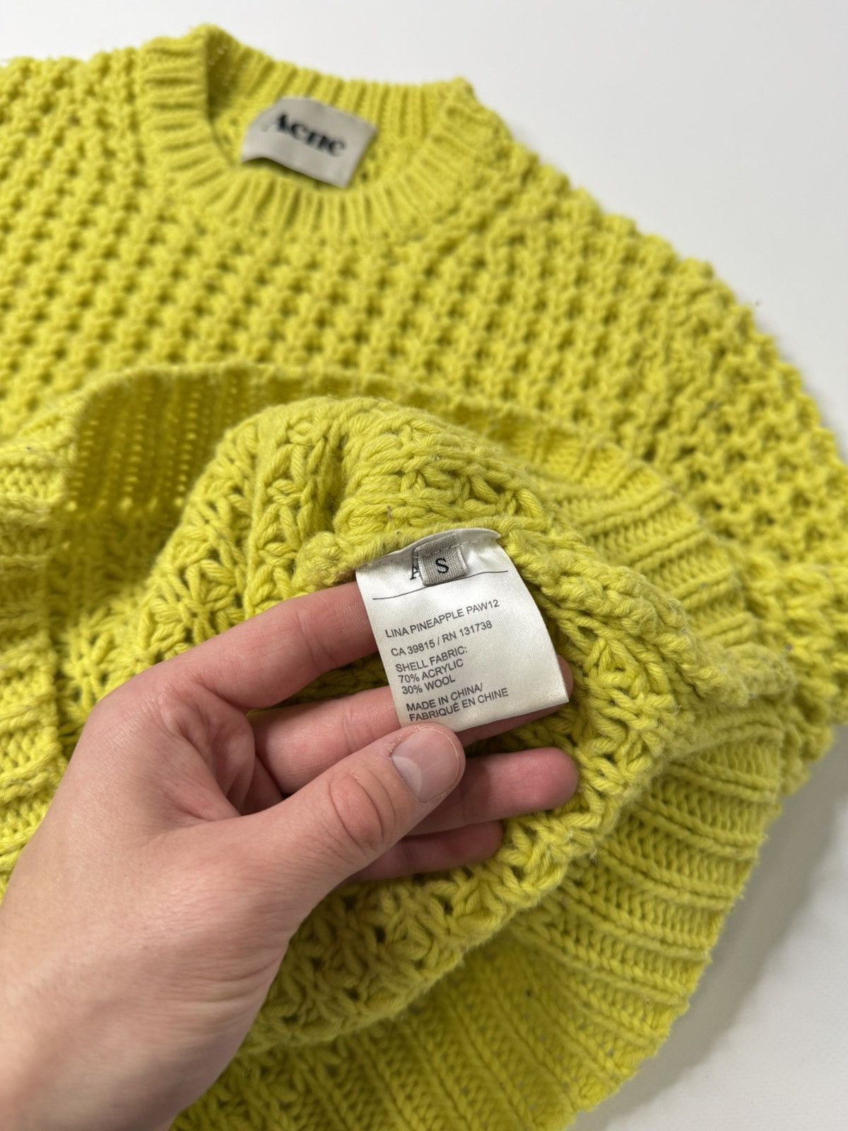 Acne Studios Acne Studios Lina pineapple PAW12 Wool Waffle Knit Sweater Size US S / EU 44-46 / 1 - 6 Thumbnail