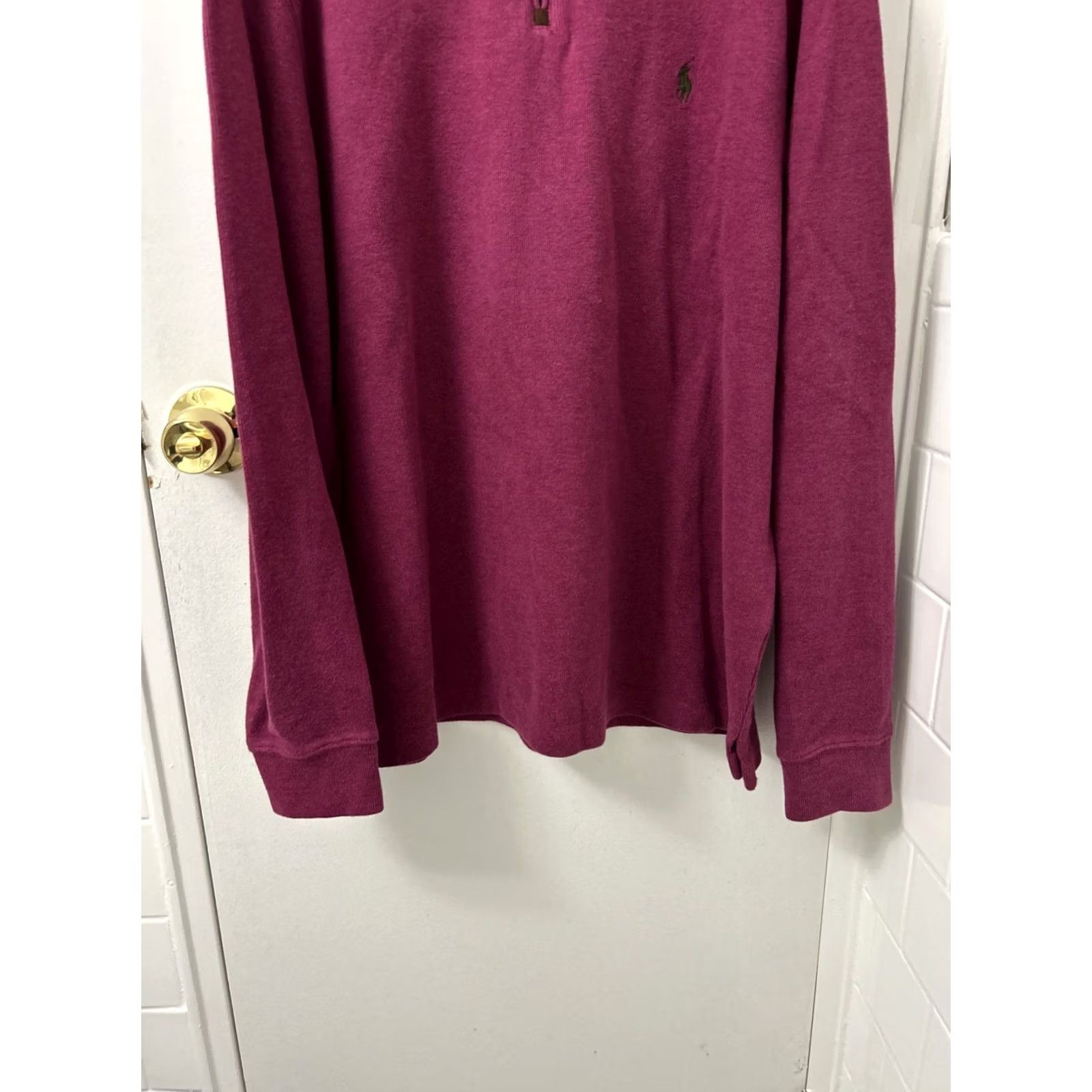Ralph Lauren Polo Ralph Lauren Sweater Mens L Pink 1/4-Zip Pullover Cotton Knit Rib-Knit Pony Logo Embroidered Solid Long Sleeve Classic Fit Fall Winter Spring Size US L / EU 52-54 / 3 - 3 Thumbnail