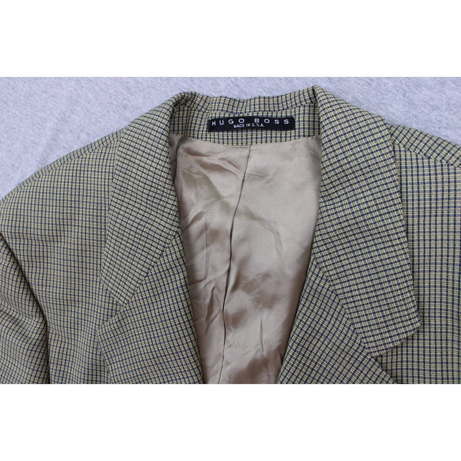 Hugo Boss Hugo Boss Blazer Mens 40R Checkered 100% Wool 2 Button Size 40R - 1 Thumbnail