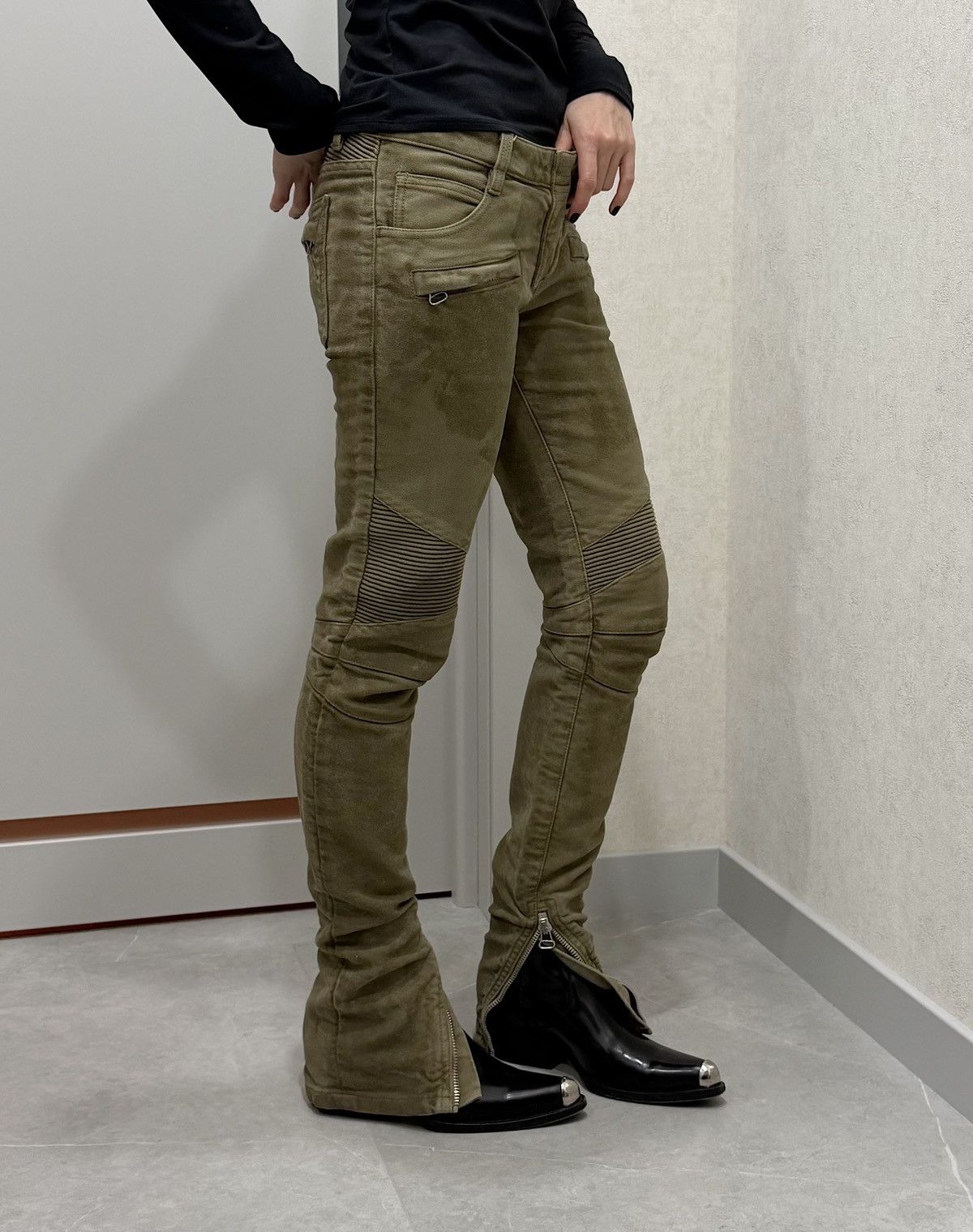 Balmain BALMAIN Decarnin SS 2010 Wax ‘Stain’ Biker Denim Zip Pants Size 28" / US 6 / IT 42 - 4 Thumbnail