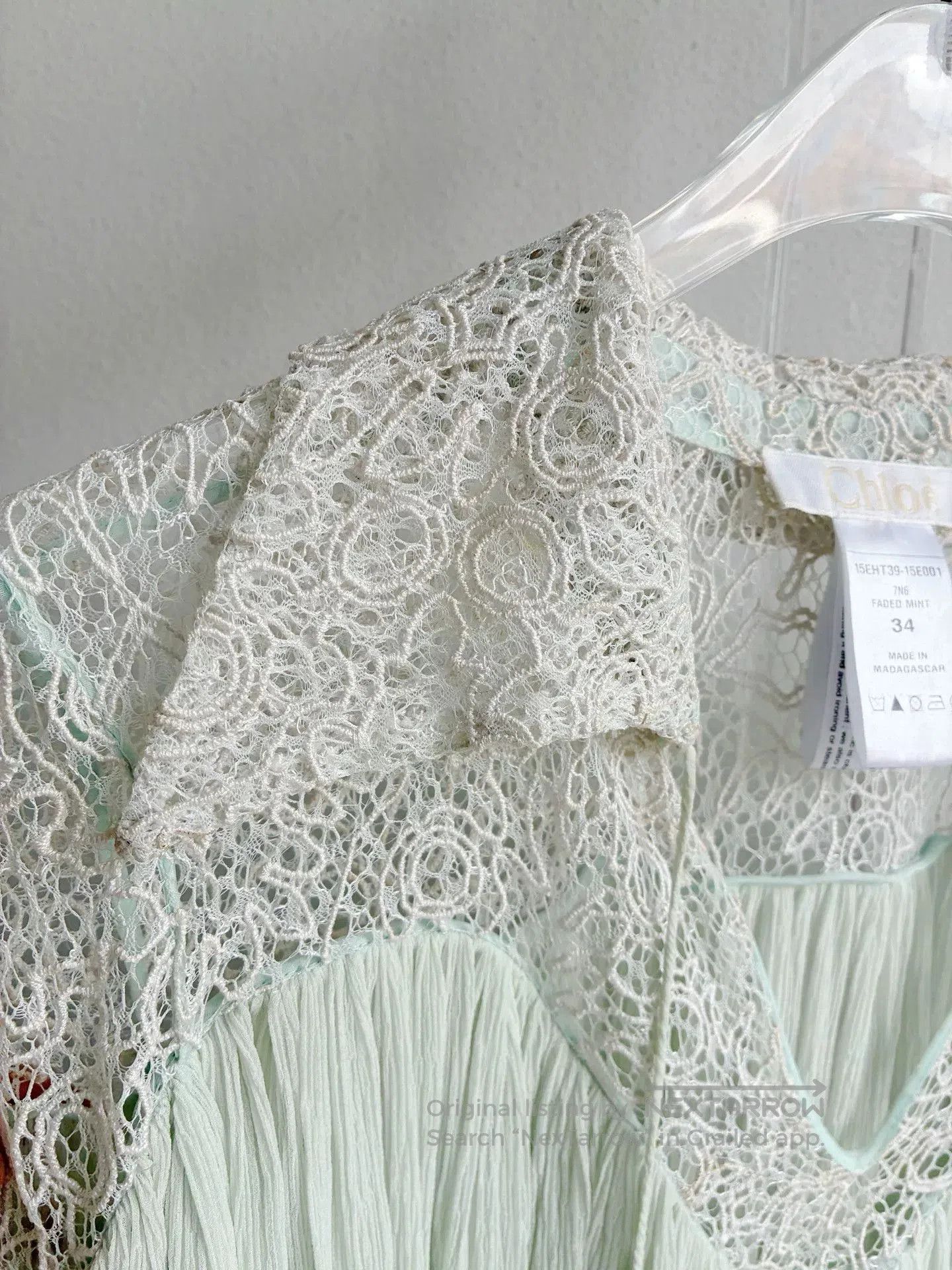 Chloe Chloe Mint Green Lace Shirt. Size XXS / US 00 / IT 34 - 4 Thumbnail