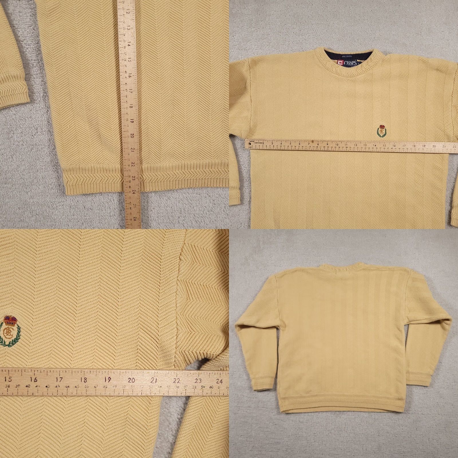 Chaps Chaps Ralph Lauren Sweater Mens Large Yellow Crest Emblem Cotton Knit Pullover Size US L / EU 52-54 / 3 - 9 Thumbnail