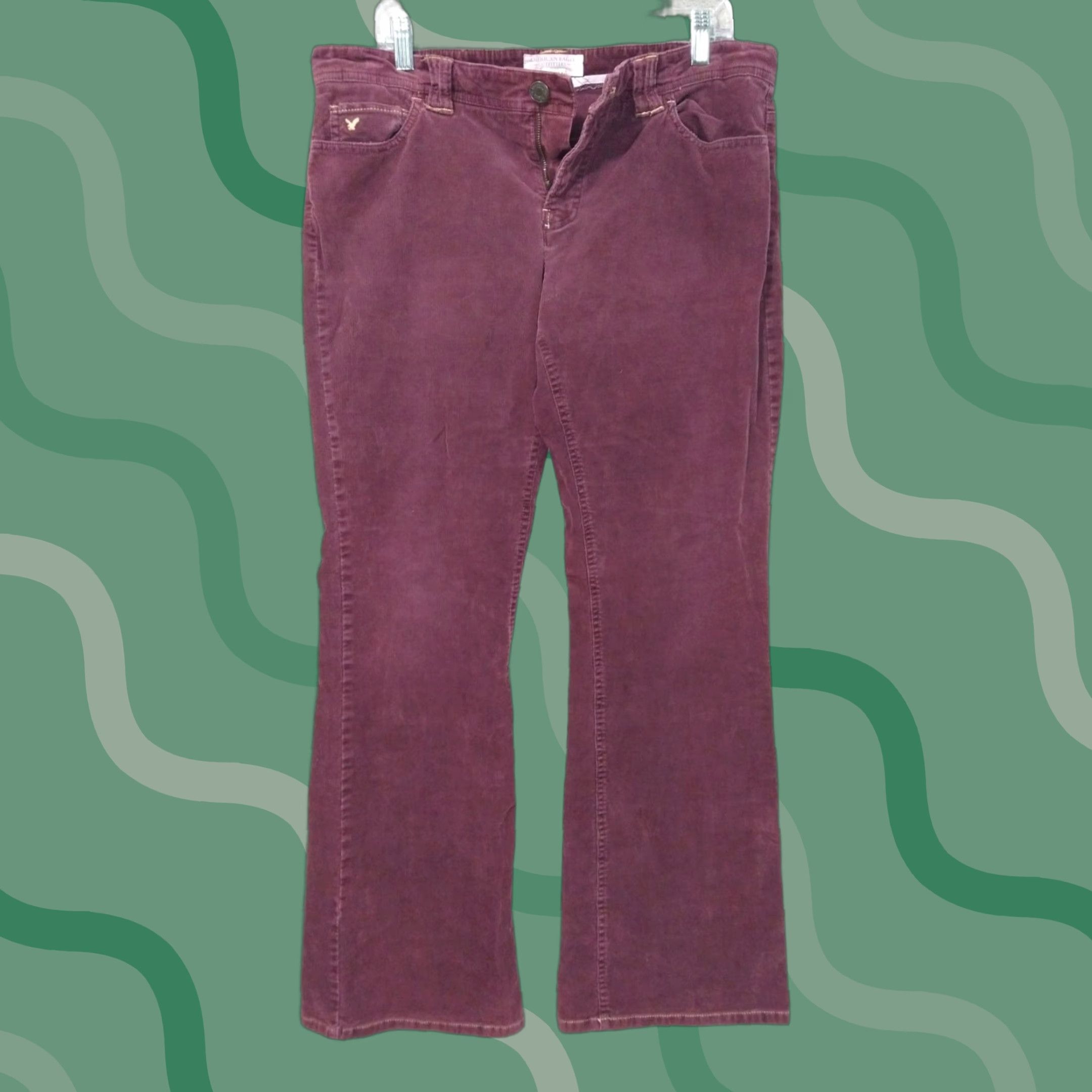 American Eagle Outfitters VINTAGE American Eagle Outfitters Pants Womens 12 Red Corduroy Flare Mid Rise Stretch 90s Size 34" / US 12 / IT 48 - 1 Thumbnail