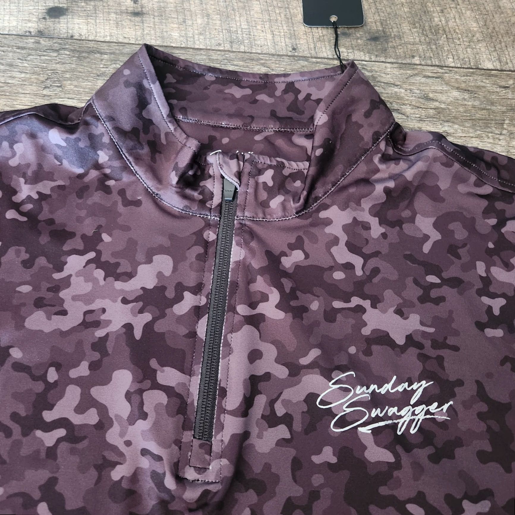 Vintage Sunday Swagger Men's Large 1/4 Zip Black Gray Camo Performance Golf Pullover New Size US L / EU 52-54 / 3 - 2 Thumbnail