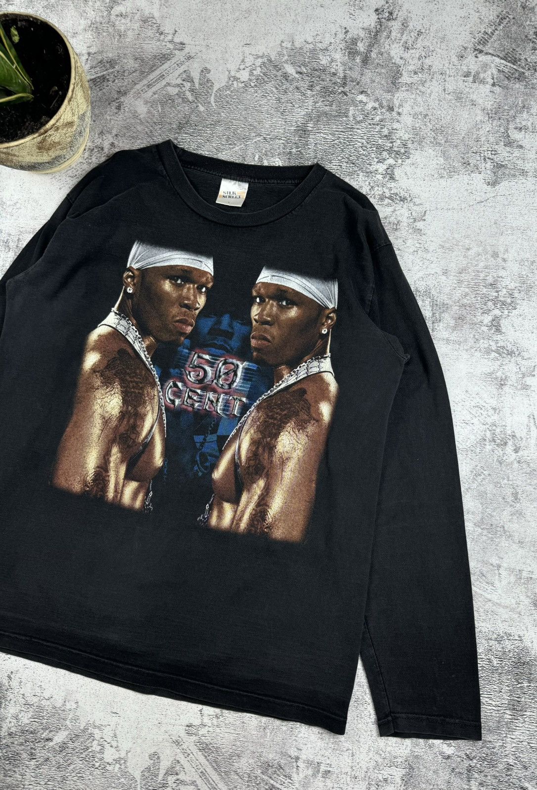 50 Cent Vintage 50 Cent Rap 90S Faded Silk Stars Longsleeve T Shirt Size US L / EU 52-54 / 3 - 2 Thumbnail