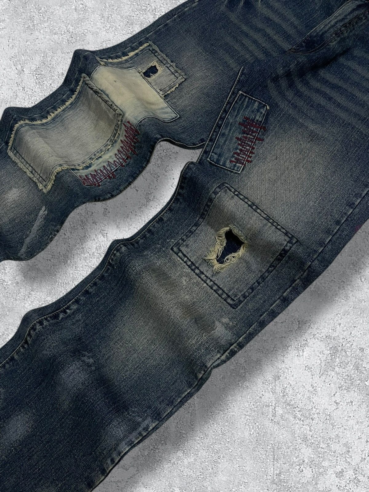 Japanese Brand Vintage Japan Designer 90’s LowBox Distressed Patchwork Jean Size US 29 - 7 Thumbnail