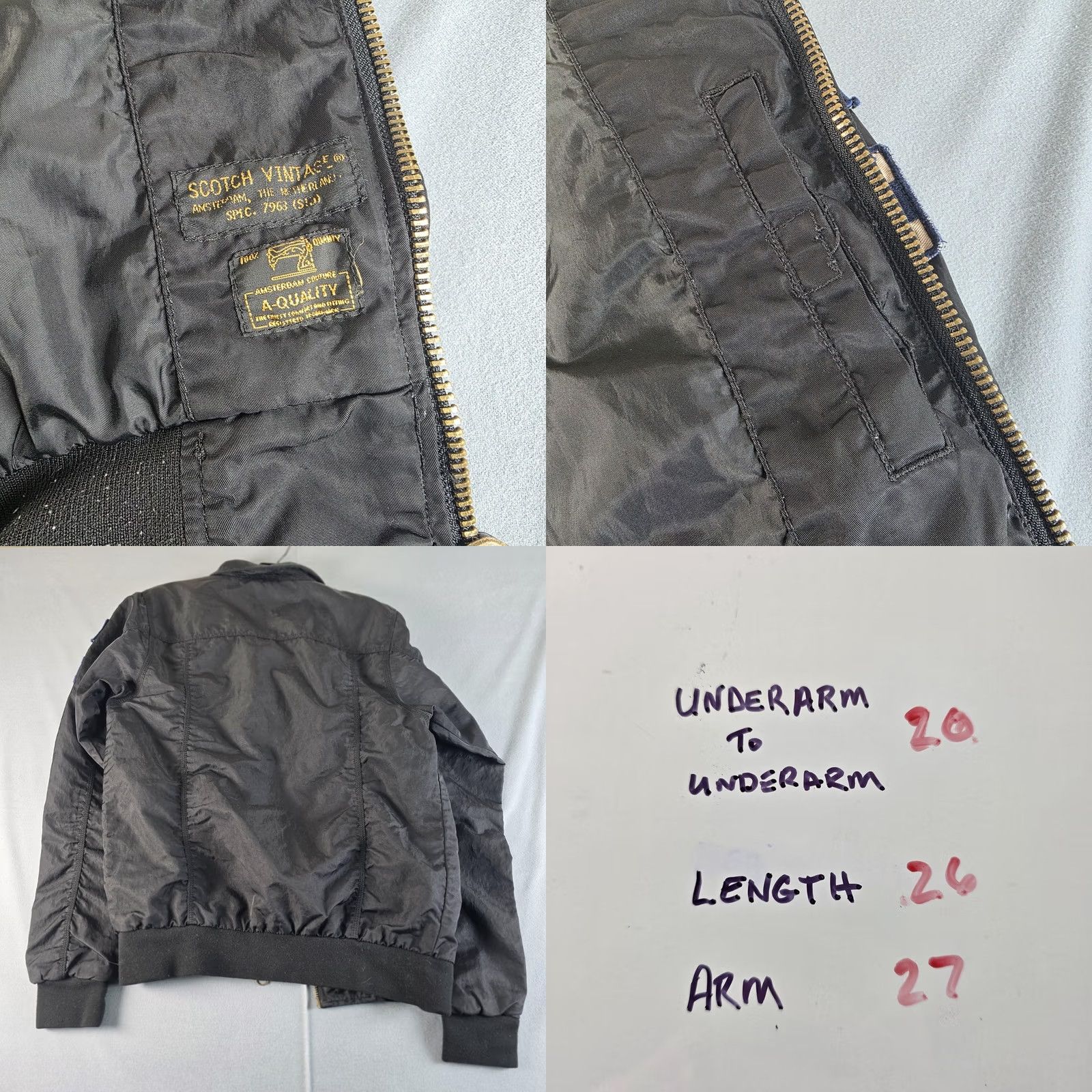 J Brand VINTAGE Scotch Bomber Jacket Navy Black G-1 Patch Nylon Mens M Size US M / EU 48-50 / 2 - 8 Thumbnail