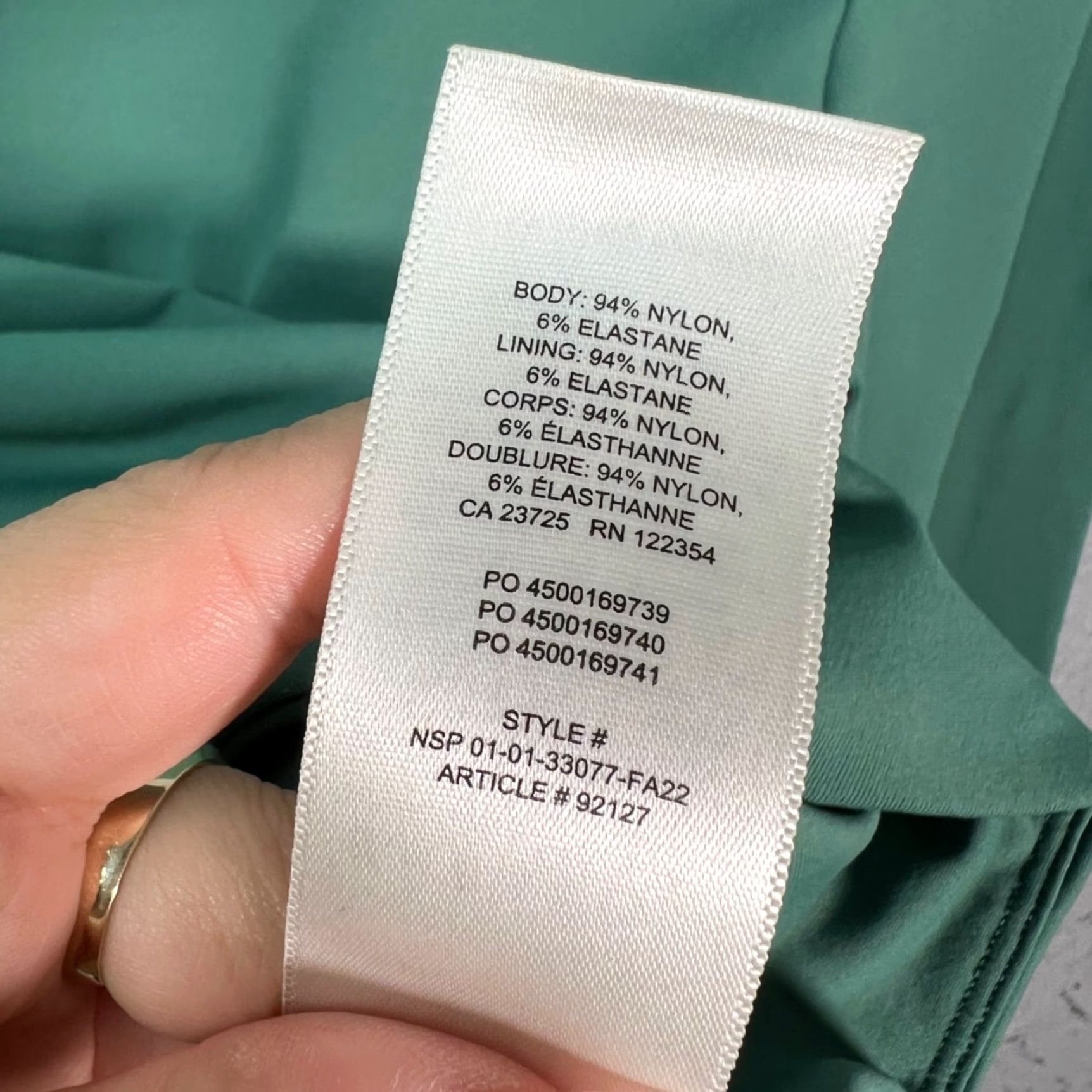 Vintage Babaton Womens Small Green Long Sleeve Mock Neck Cropped T-Shirt Nylon Blend Top Size S / US 4 / IT 40 - 4 Thumbnail
