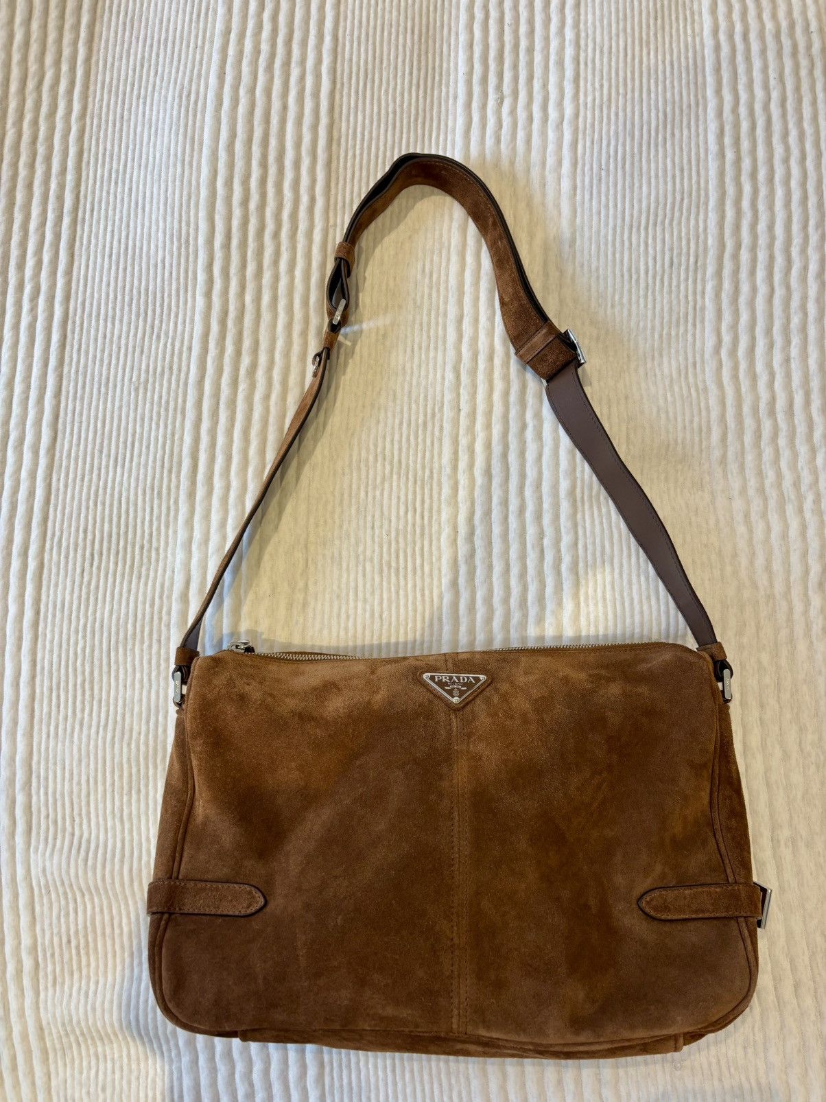 Prada Brown Suede Shoulder Bag Size ONE SIZE - 2 Thumbnail