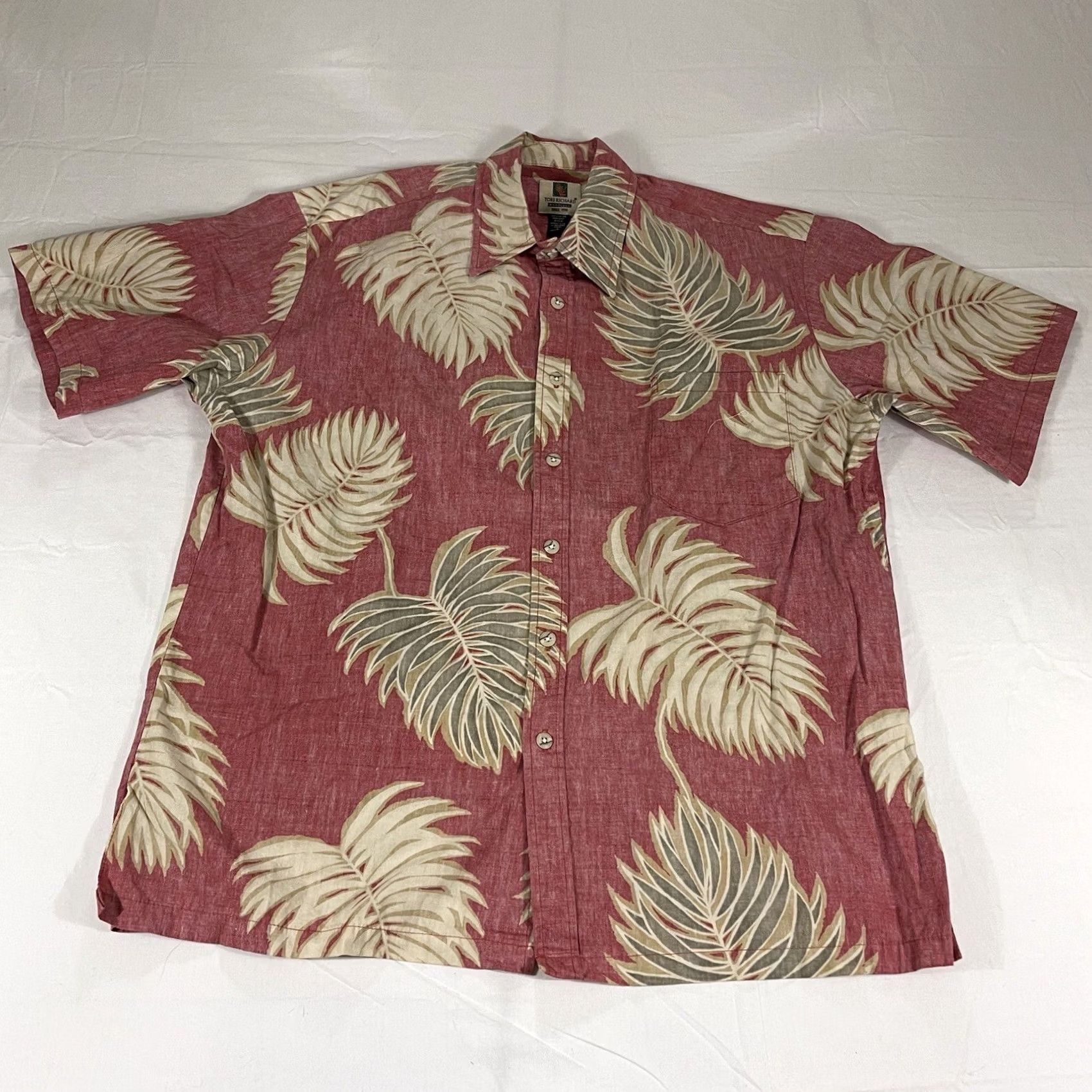 Tori Richard Tori Richard Shirt Mens L Pink Men Honolulu Hawaiian Button AOP Leaf Floral Size US L / EU 52-54 / 3 - 2 Thumbnail