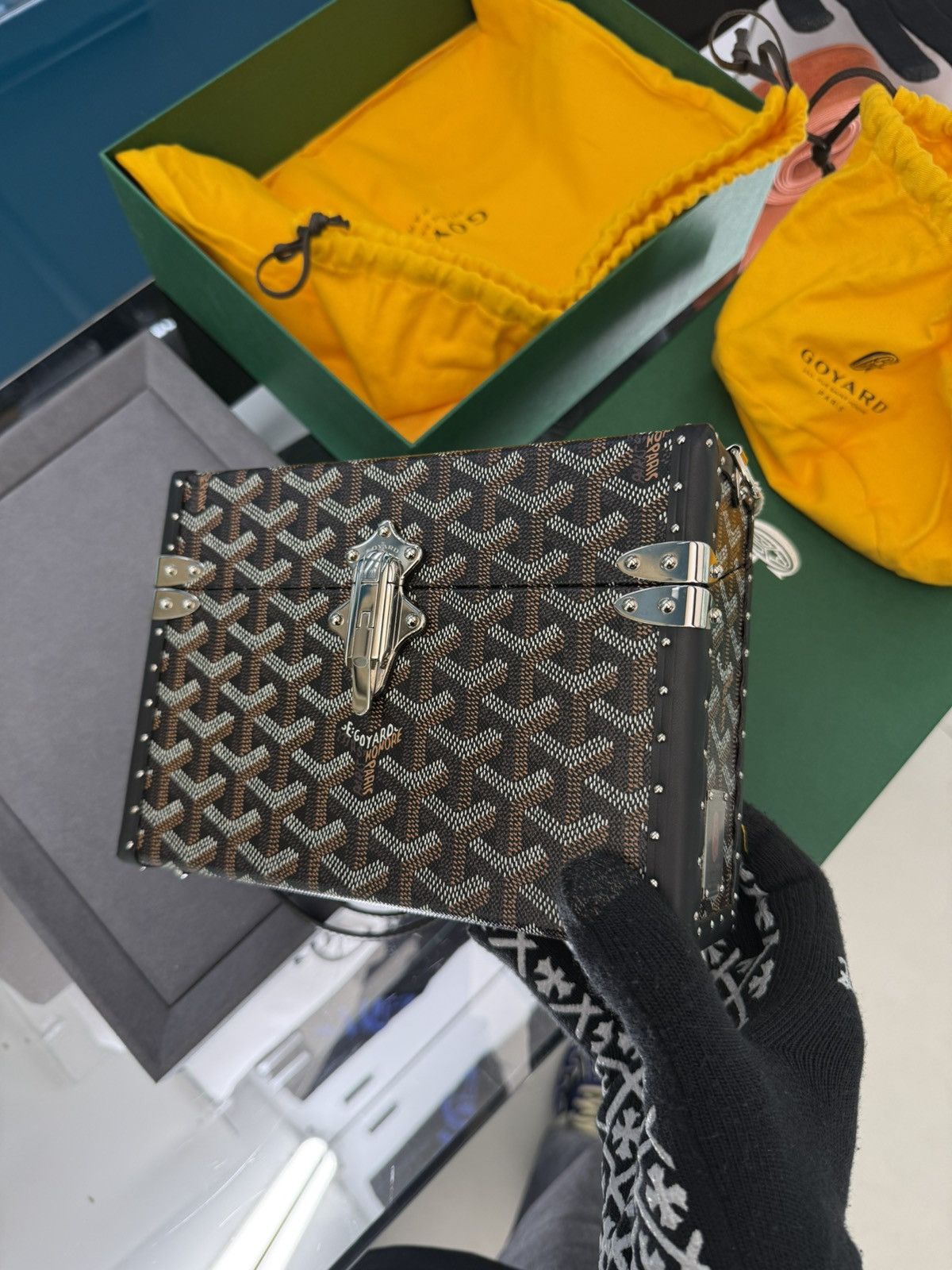 Goyard Trunk Bag Crossbody Black NEW + Shoulder strap