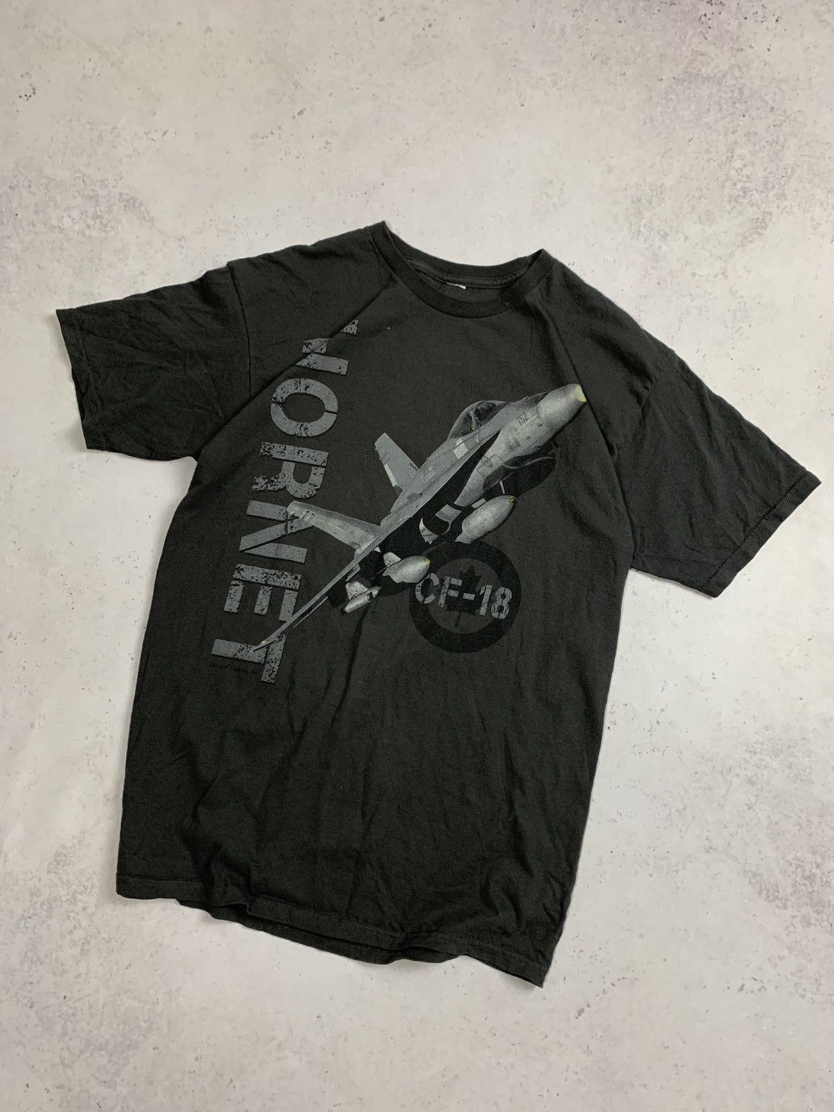 Vintage Hornet CF-18 USA MA-1 Plane Boxy T-shirt L Y2K