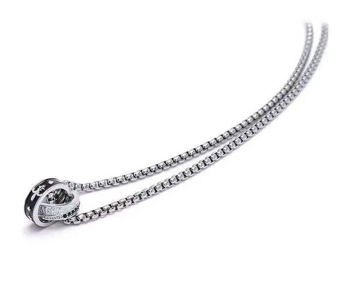 Designer × Japanese Brand × Vintage Cool Style Black and White Star Double Ring Necklace Size ONE SIZE - 2 Thumbnail