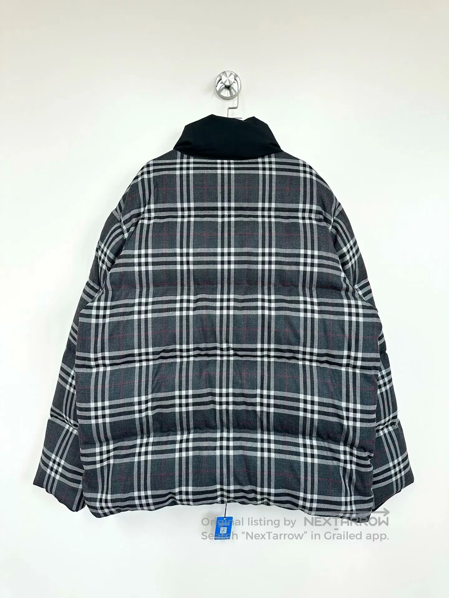 Burberry Burberry Gray and Black Plaid Zip-up Hooded Down Jacket| Size L / US 10 / IT 46 - 2 Thumbnail