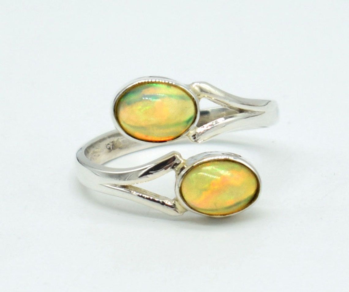 Handmade Natural Ethiopian Opal 925 Silver Ring - October Birthstone Size ONE SIZE - 4 Thumbnail